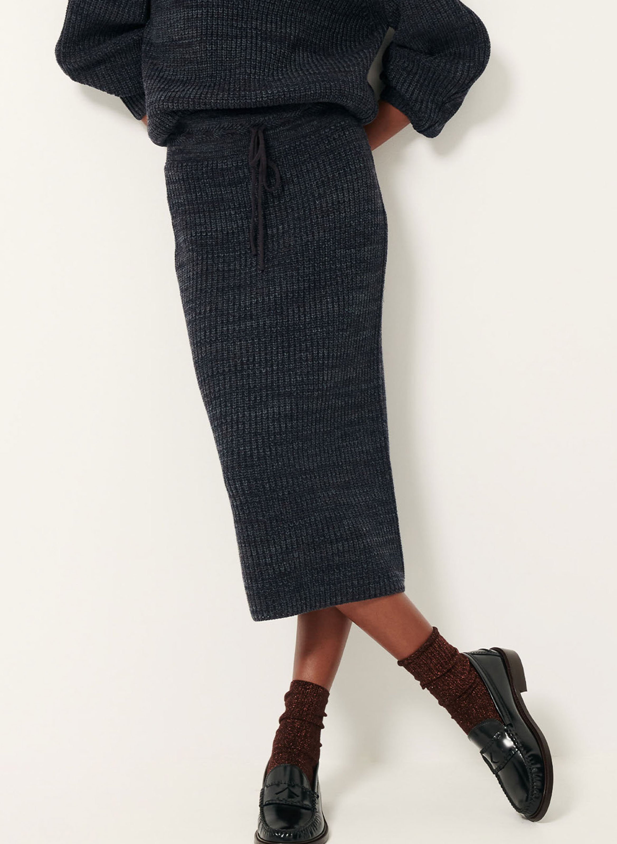 Jupe crayon en maille côtelée dégradée marliniu SESSUN Vert