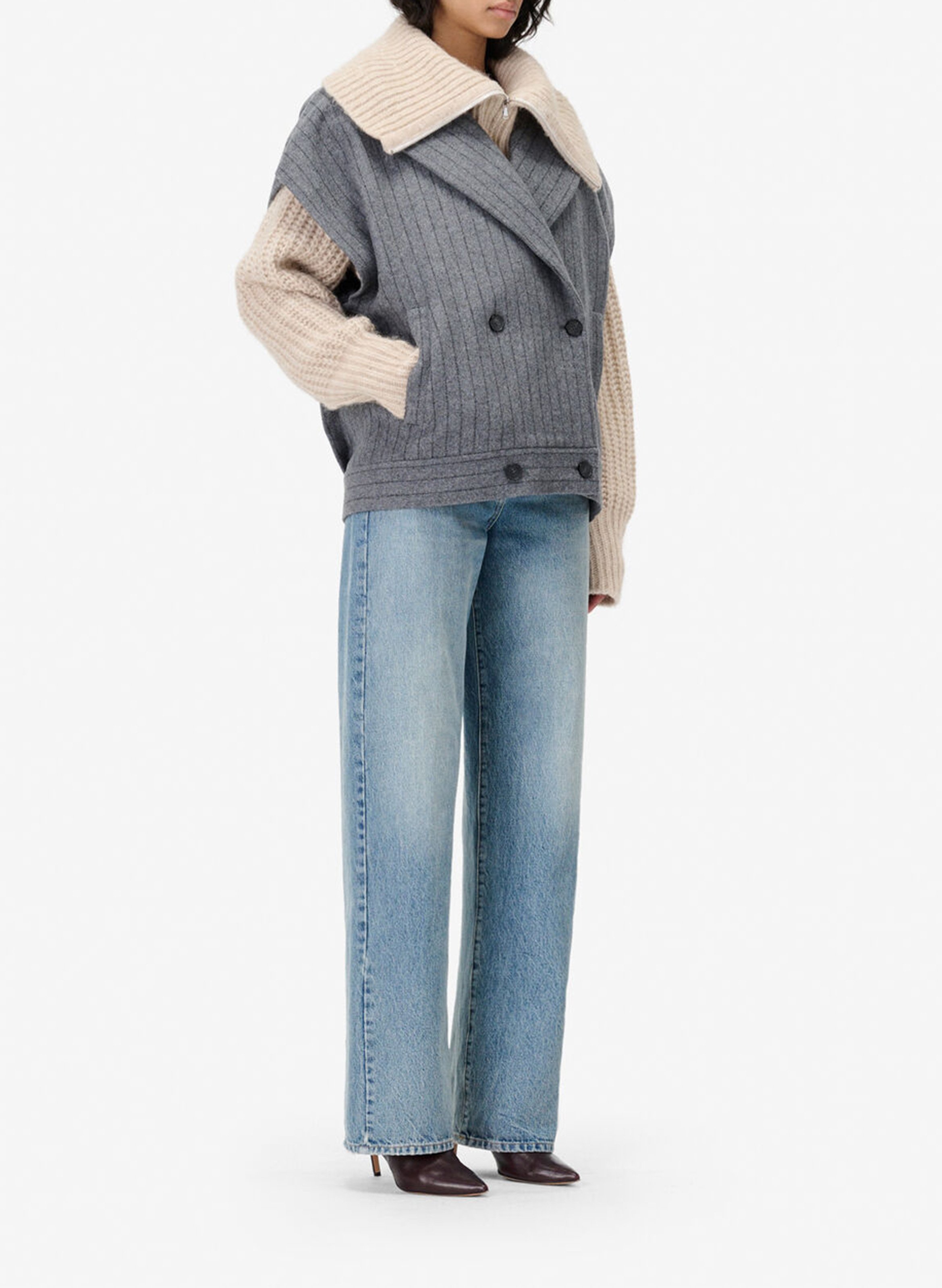 Veste col tailleur en laine mélangée nestia IRO Gris