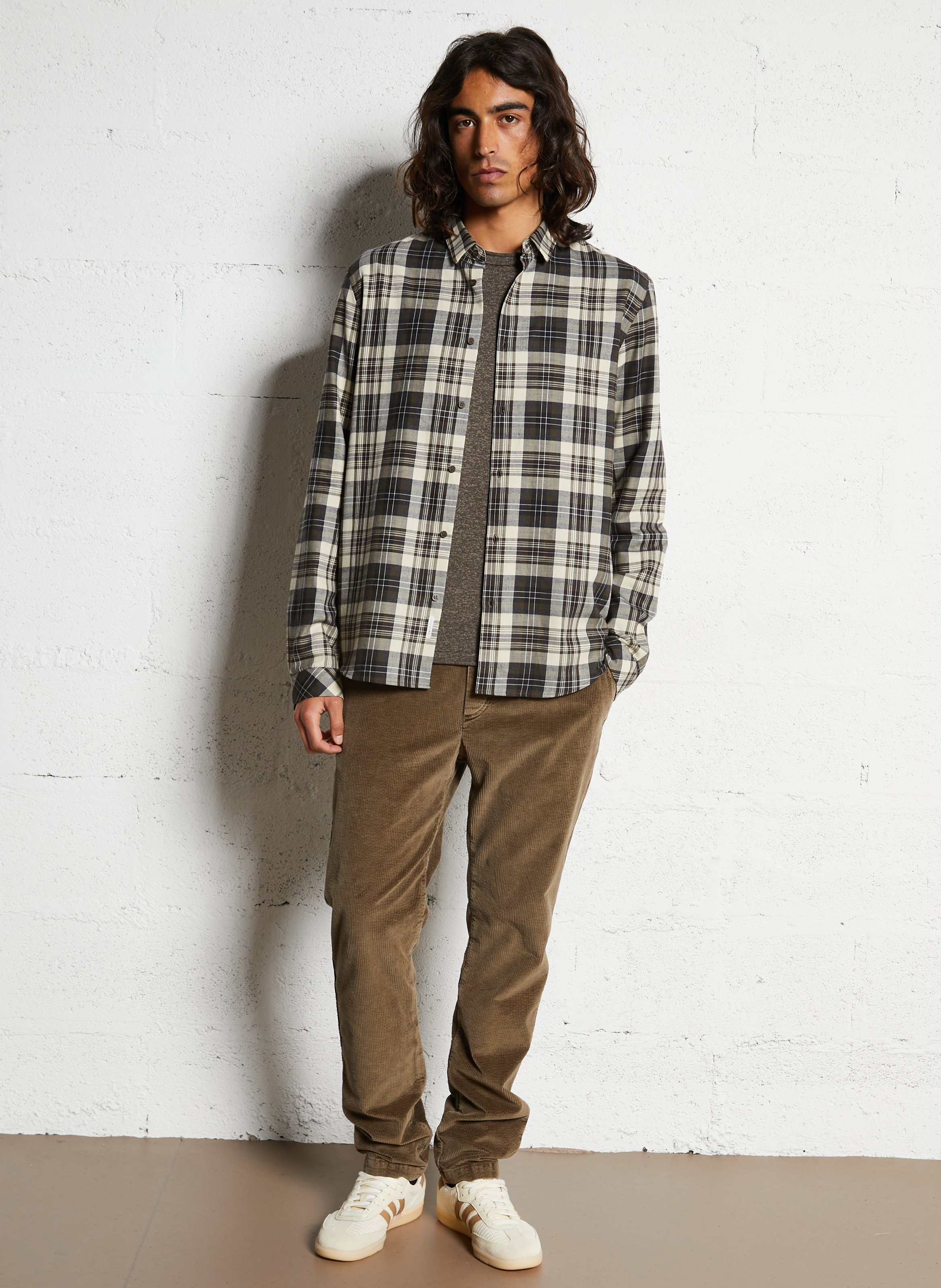 Chemise droite en coton IKKS Kaki