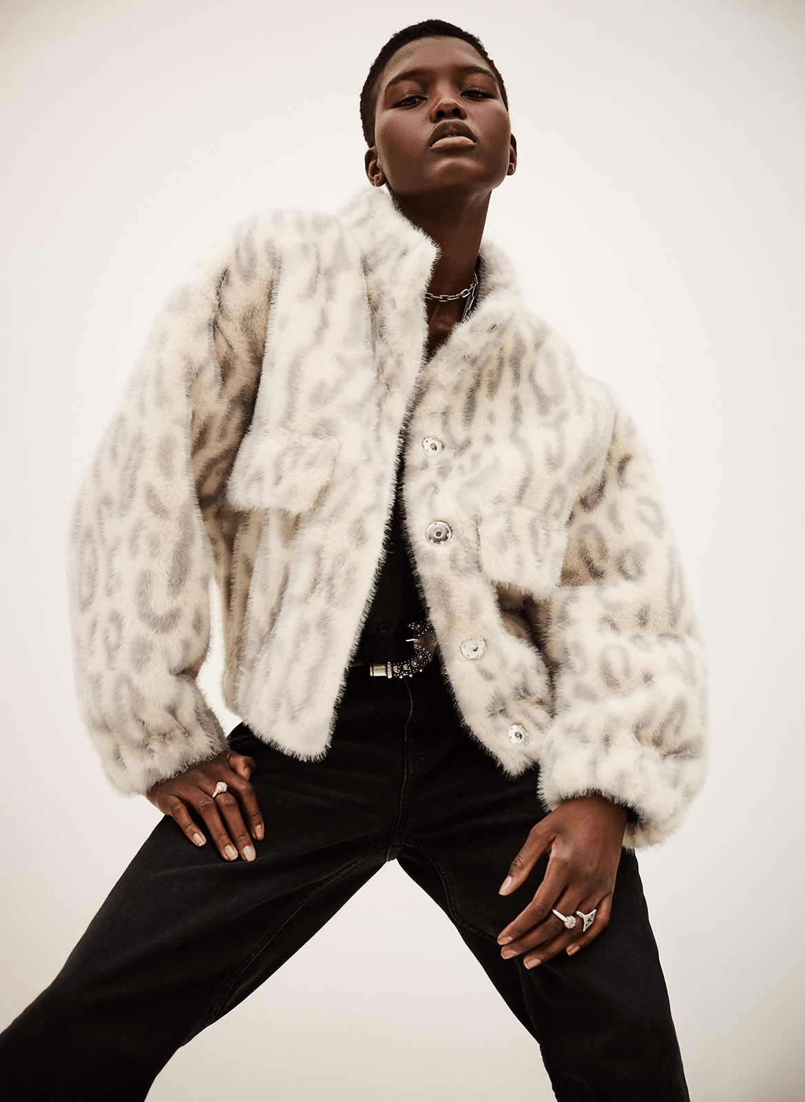 Veste oversize col montant imprimée saros BA&SH Beige