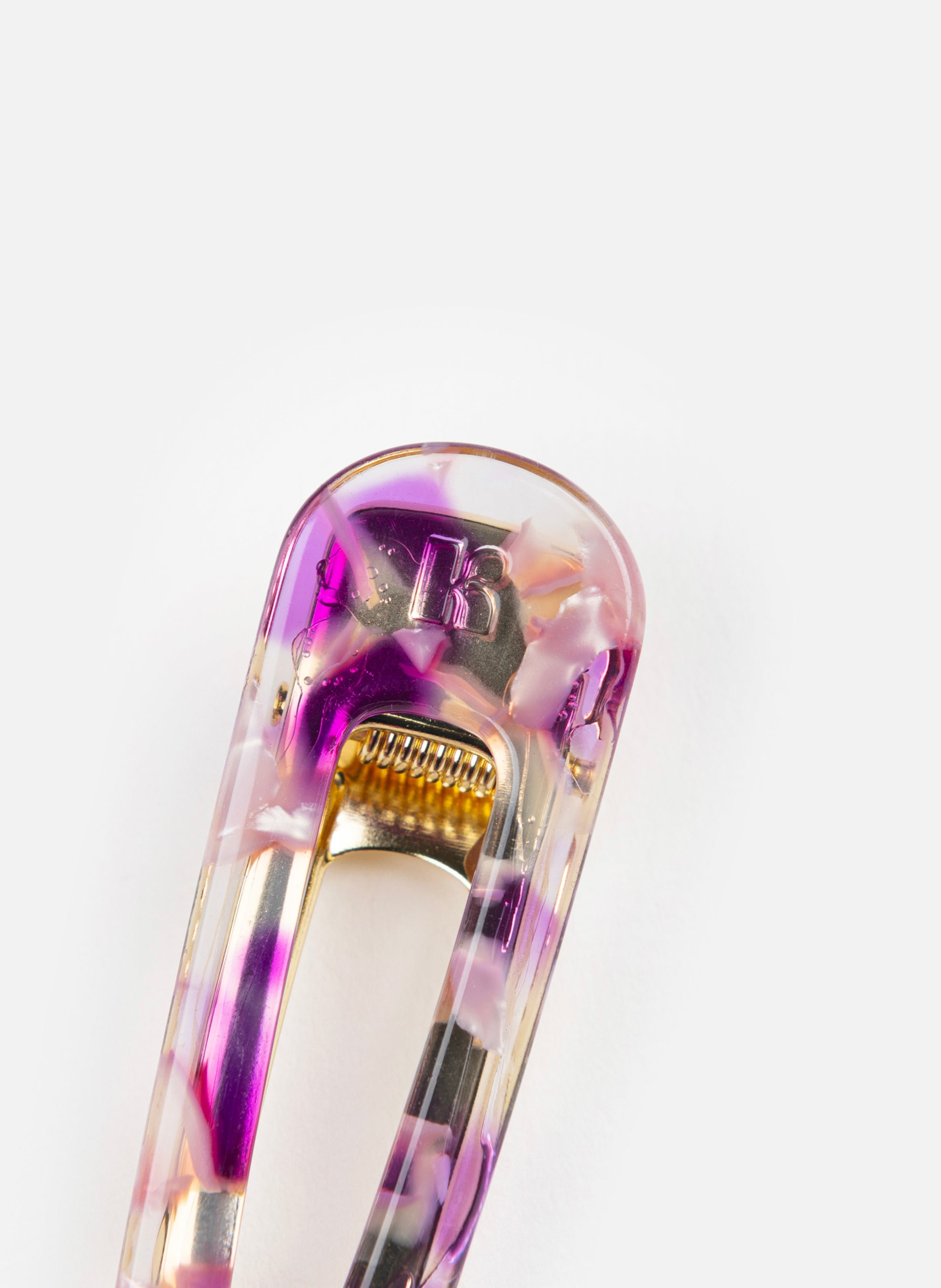 Barrette à cheveux triangle en acétate de cellulose et acier inoxydable KURAGE GINZA Rose