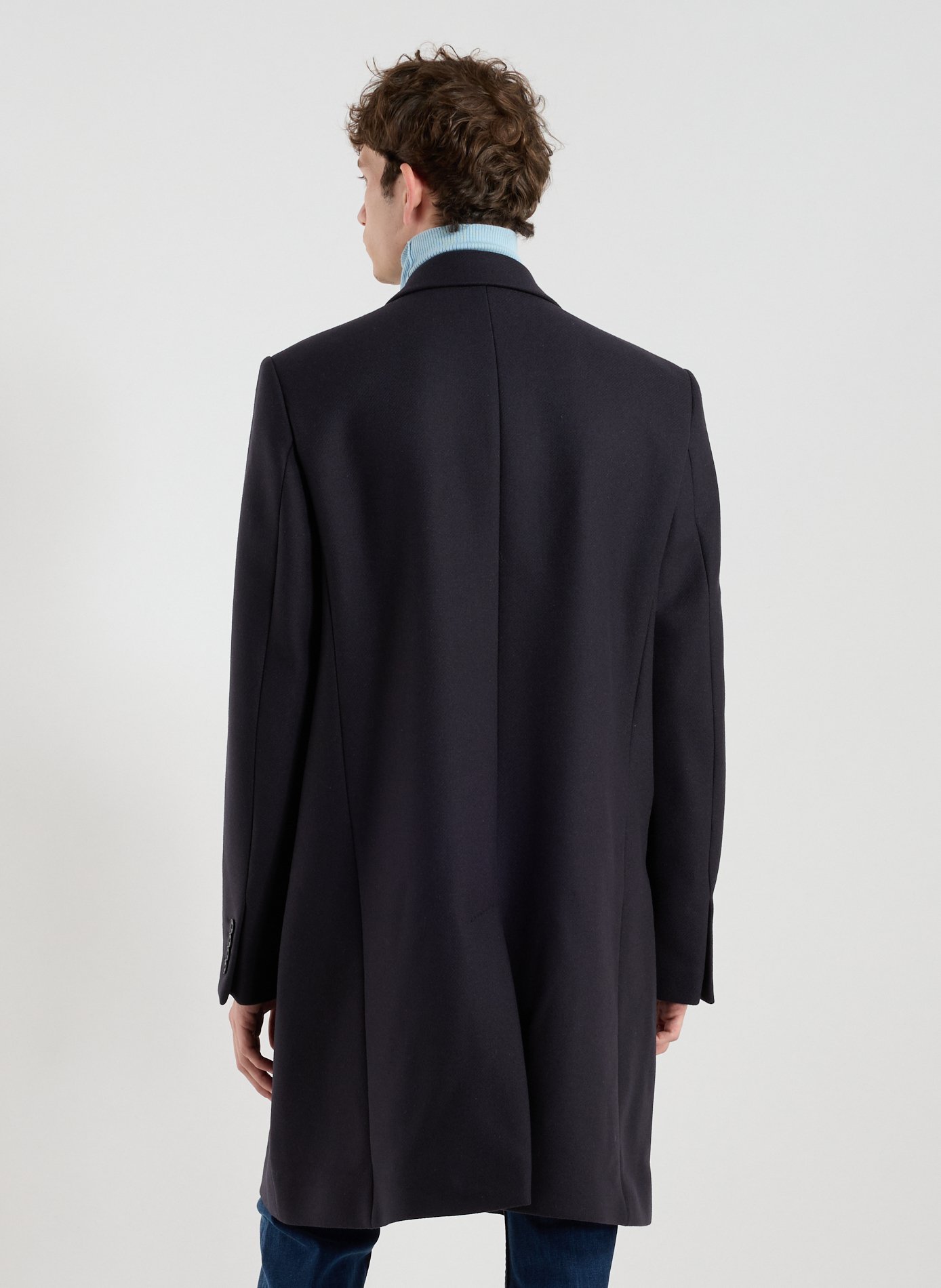 Coat with tailored collar in blended wool and cashmere AU PRINTEMPS PARIS Blue