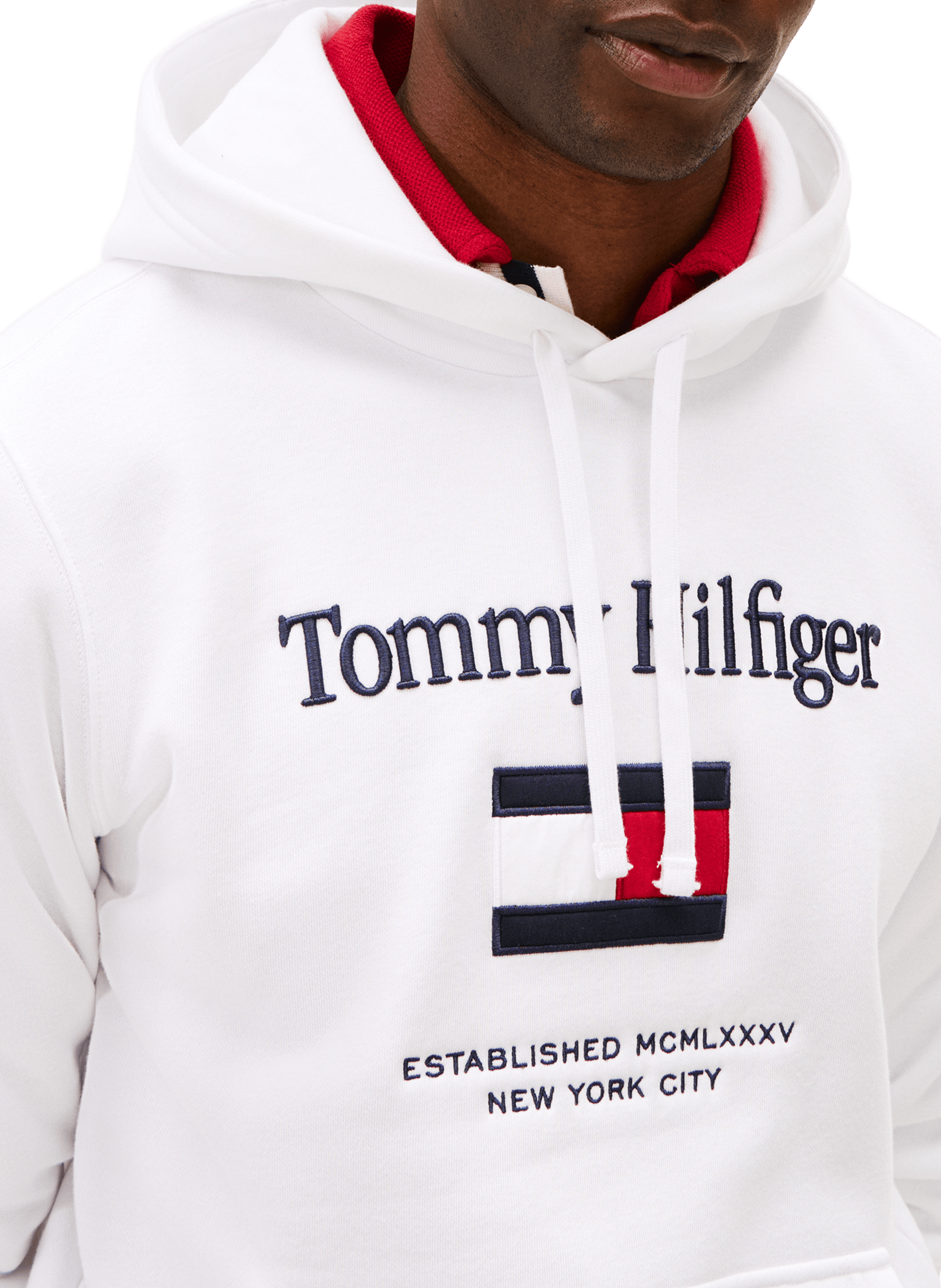 Sweat à capuche avec logo brodé TOMMY HILFIGER Blanc