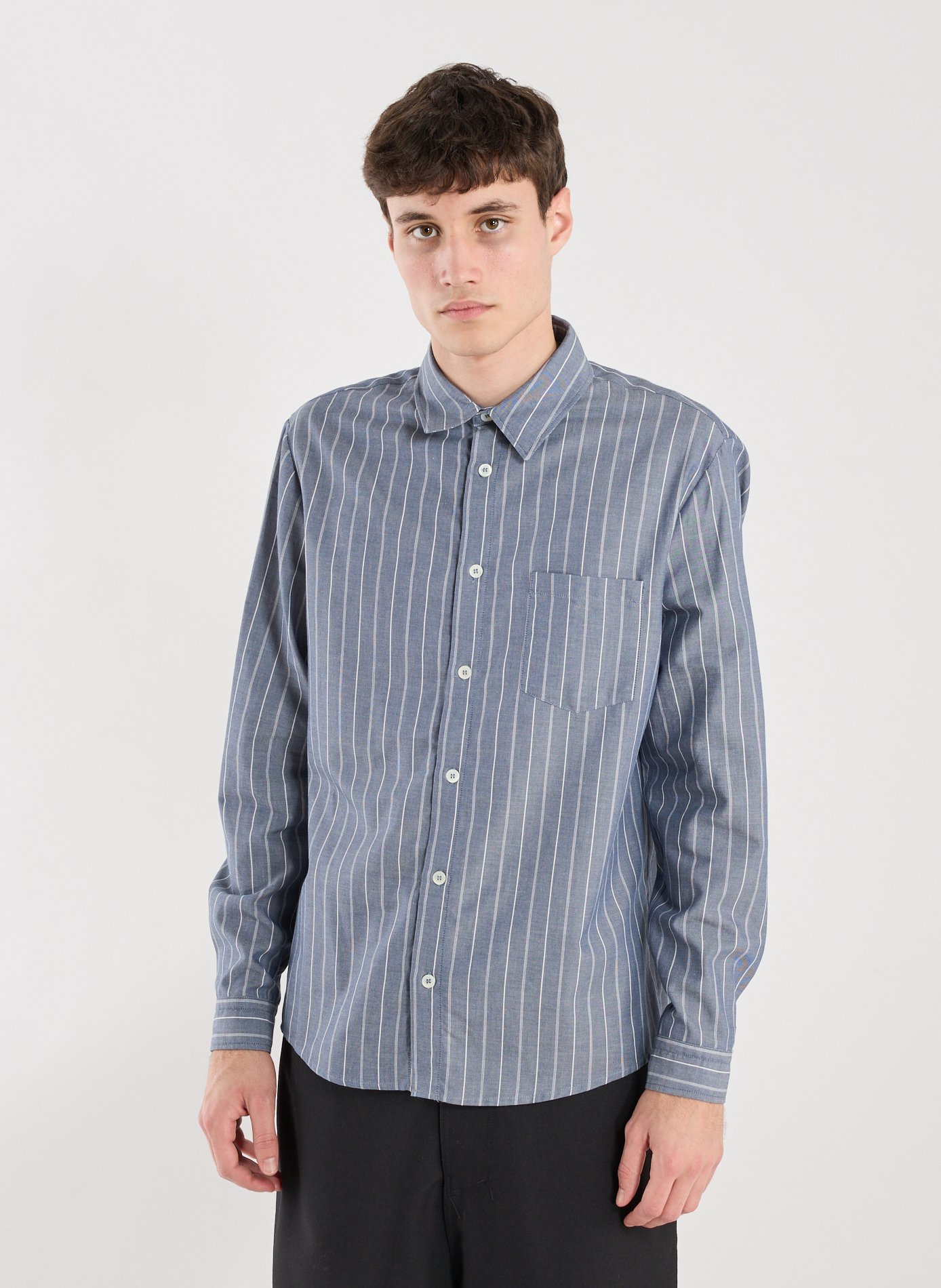 Striped shirt in cotton and wool A.P.C. Blue