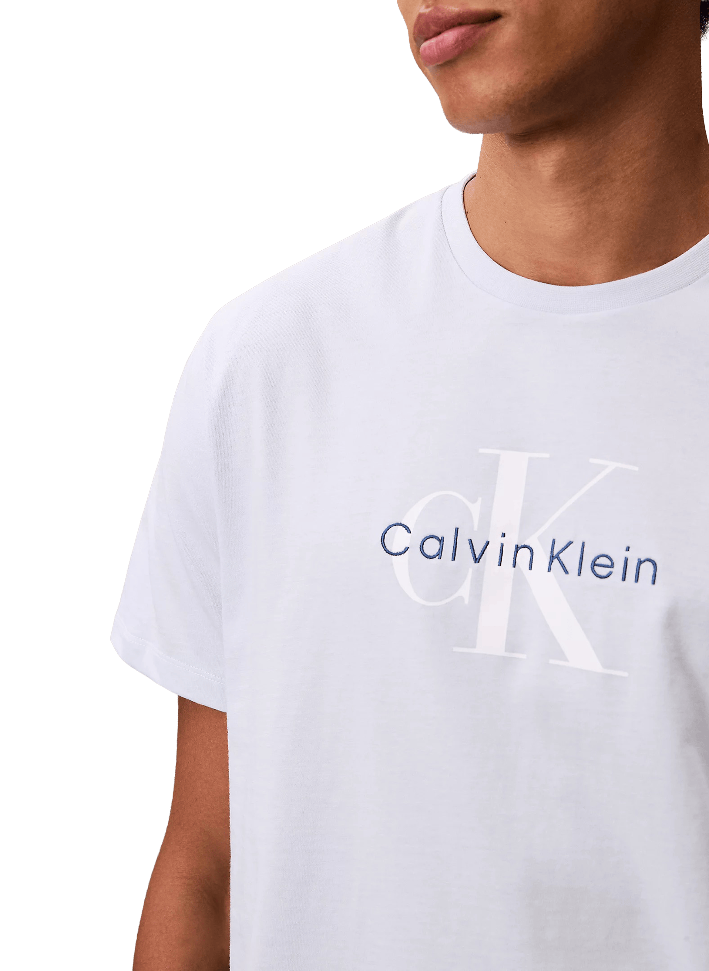 T-shirt col rond en coton CALVIN KLEIN Bleu