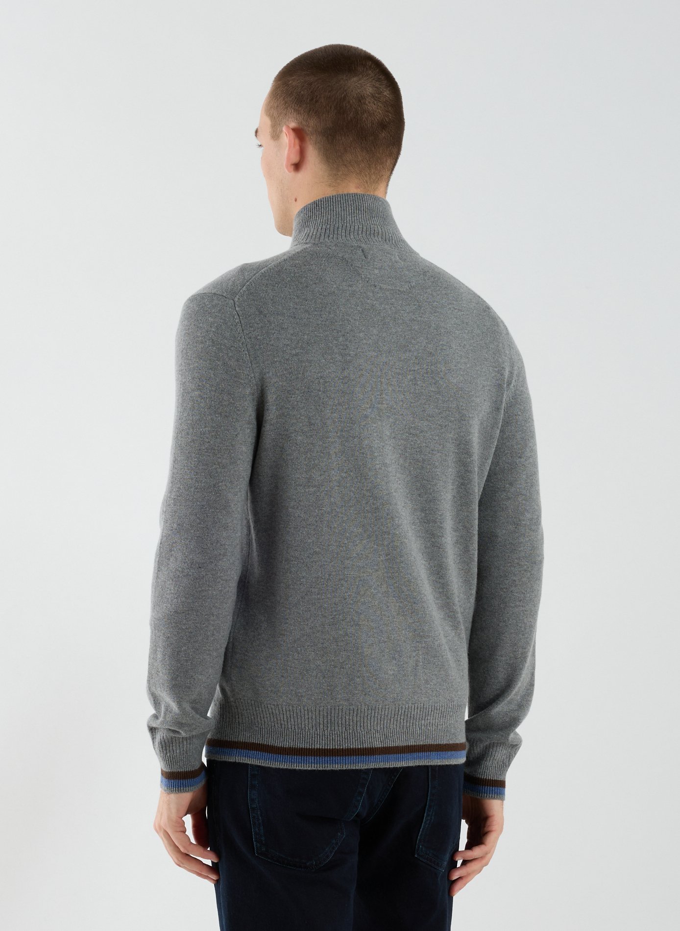 Pull à glissière en coton et laine LA MARTINA Gris