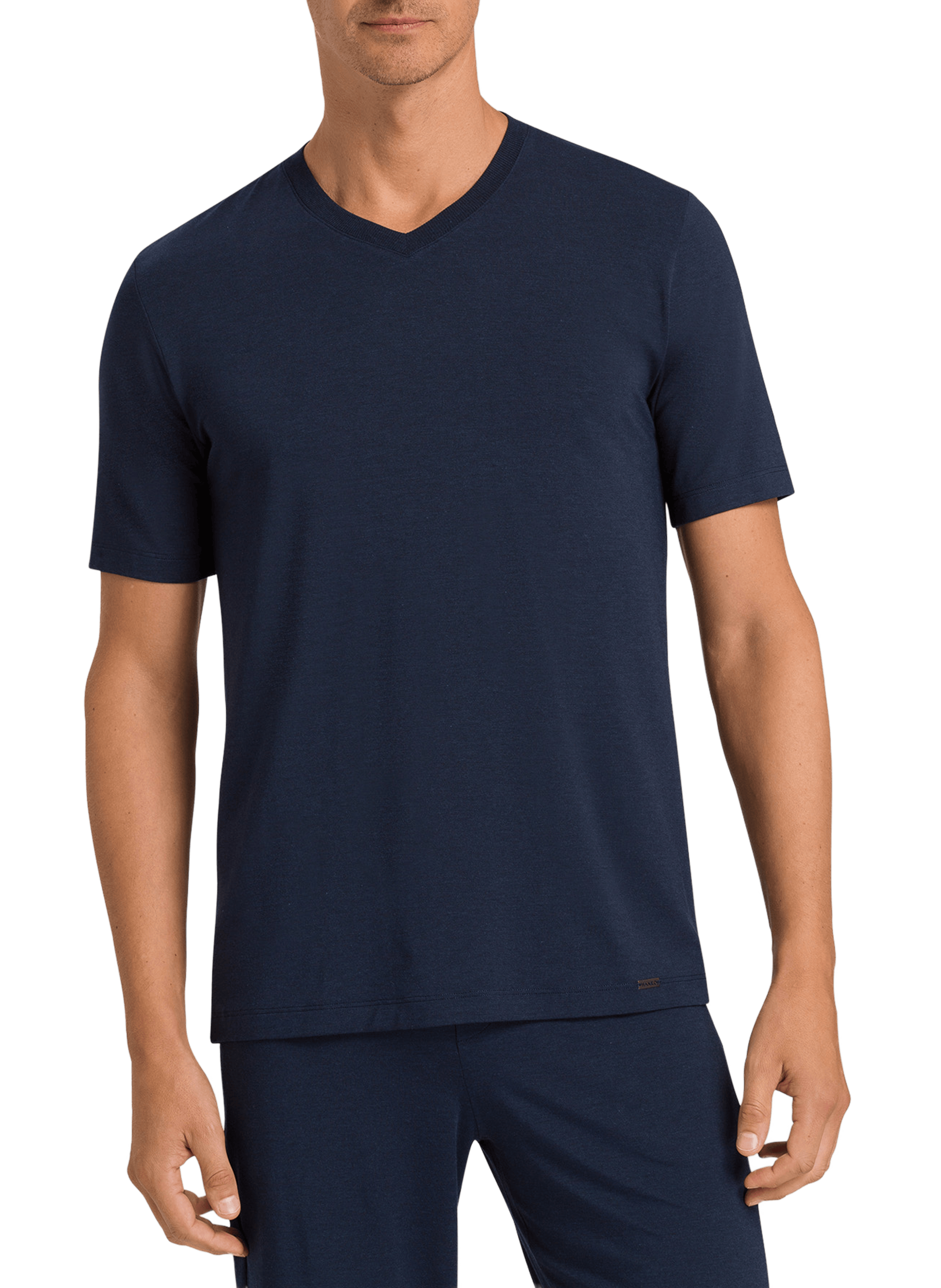 HANRO T-shirt col V en viscose Bleu