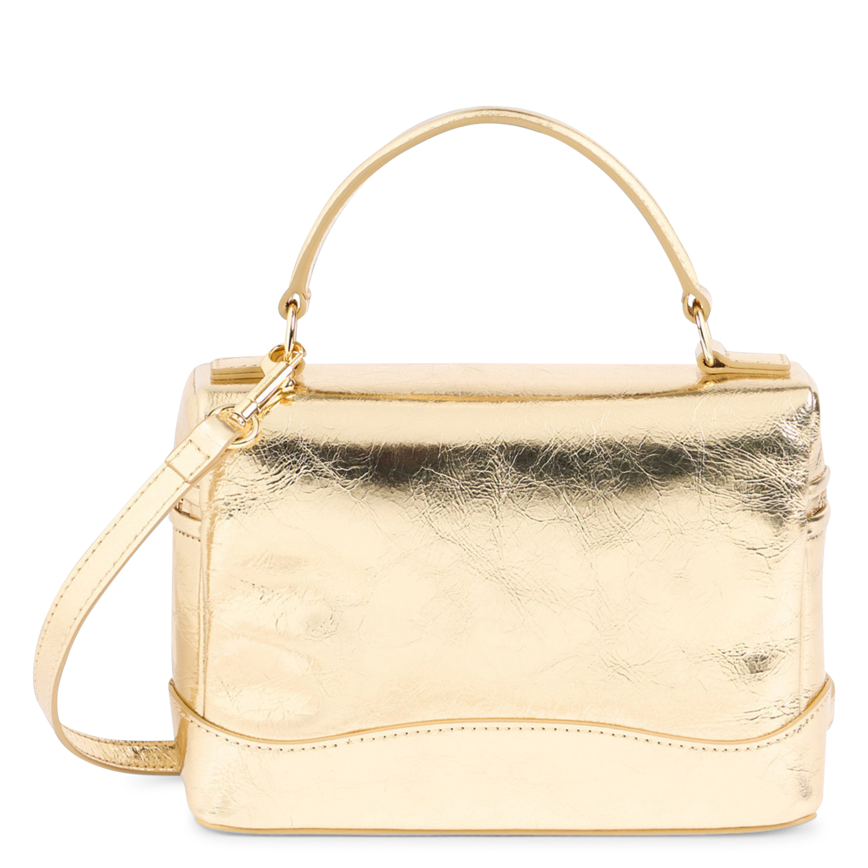 Sac bandoulière en cuir brillant SANDRO Doré