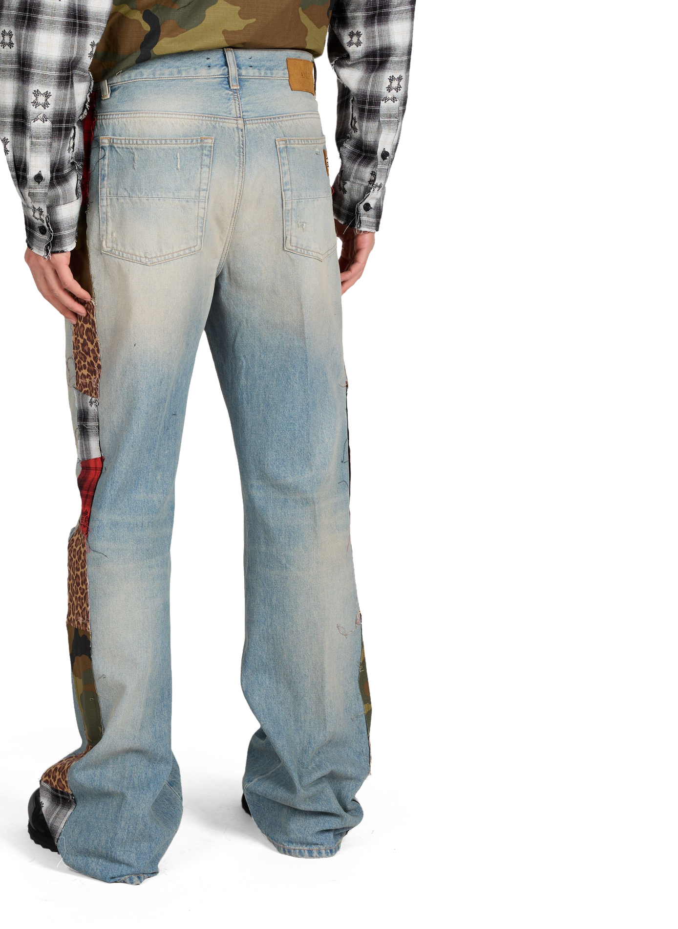 Cotton patchwork bootcut jeans AMIRI Blue