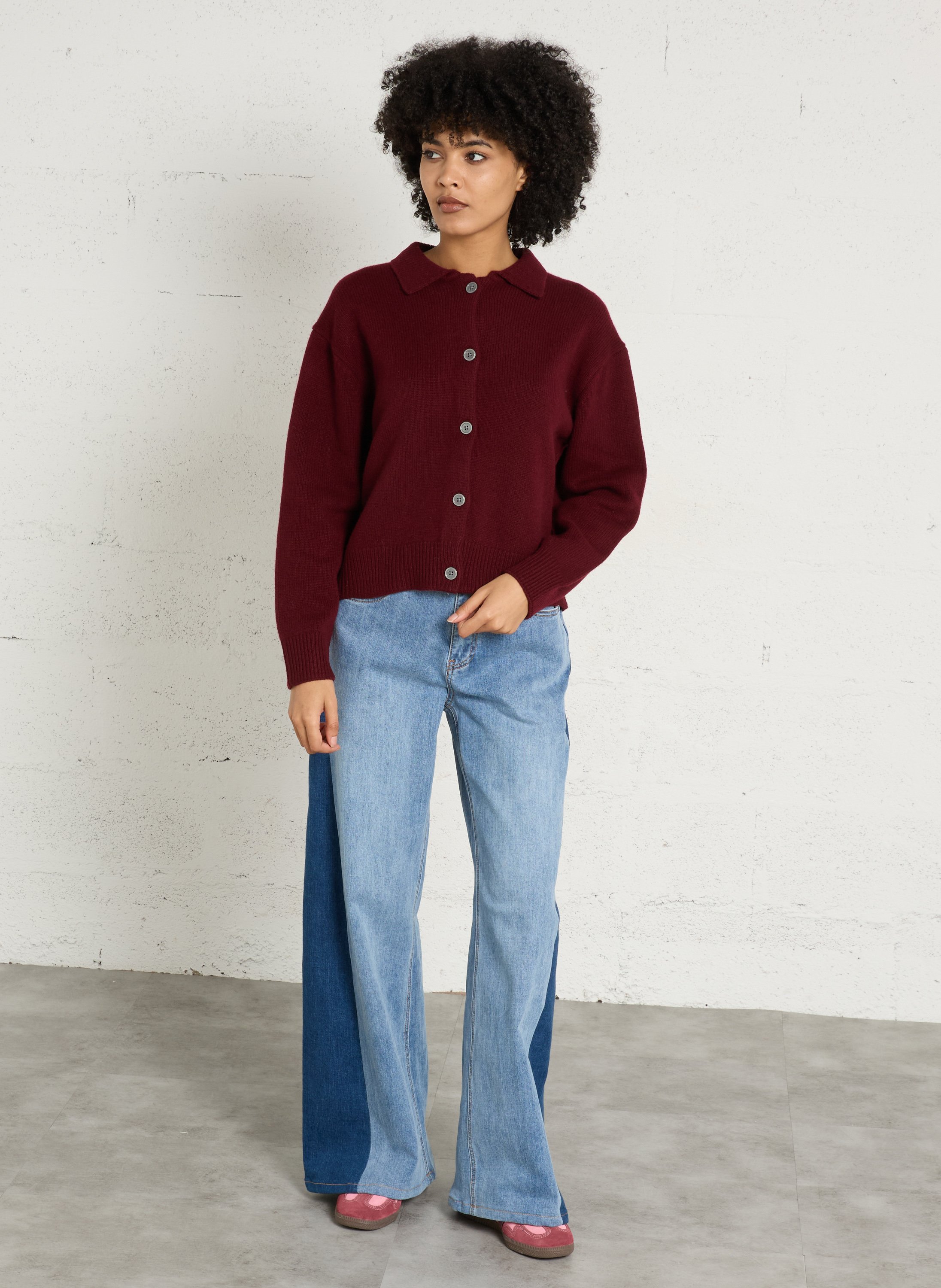 Cardigan court uni en laine peter MAISON 123 Rouge