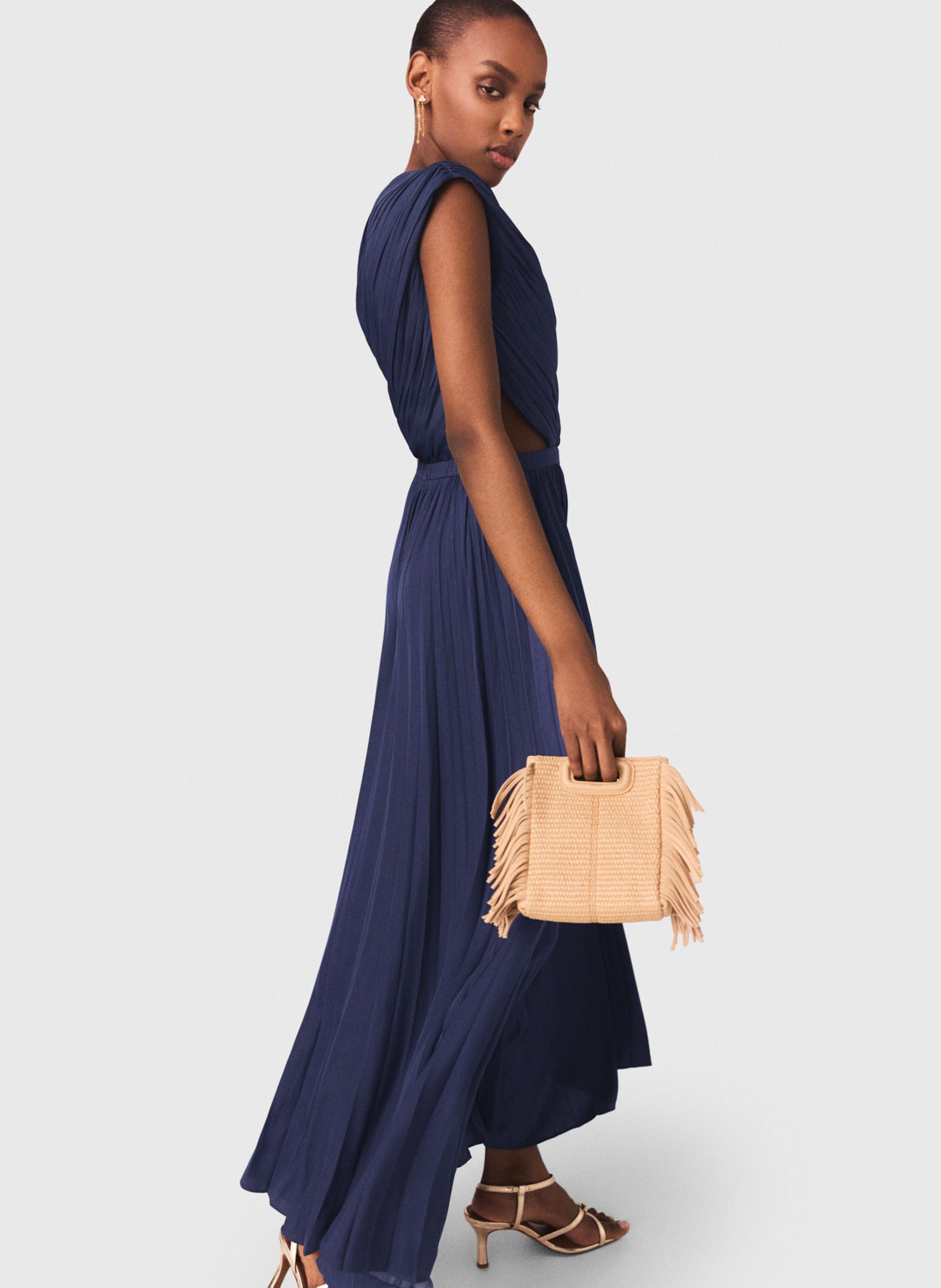 Robe longue asymétrique évasée MAJE Bleu