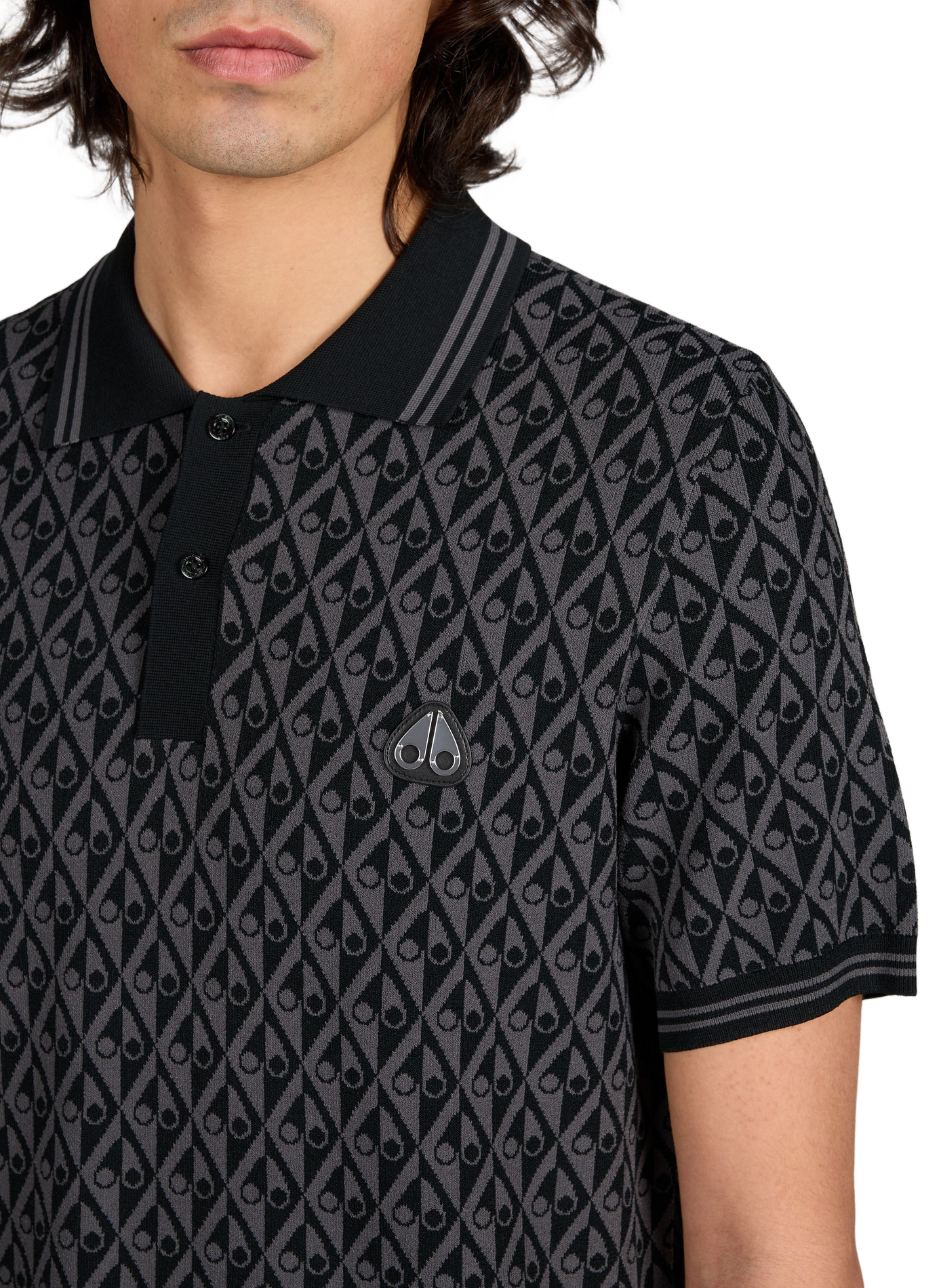 Polo logotypé à manches courtes MOOSE KNUCKLES Noir