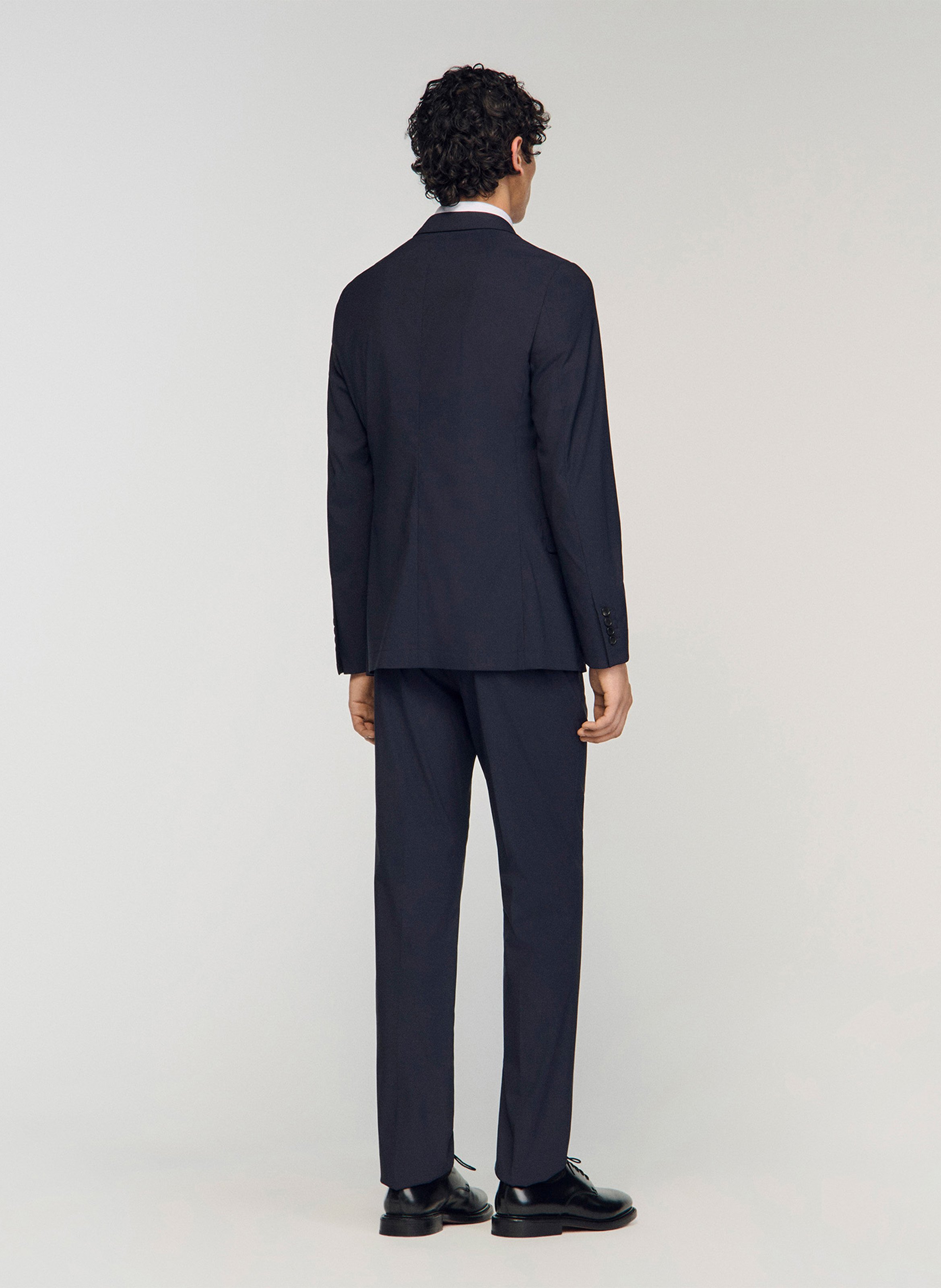 Veste de costume droite en laine mélangée SANDRO Bleu