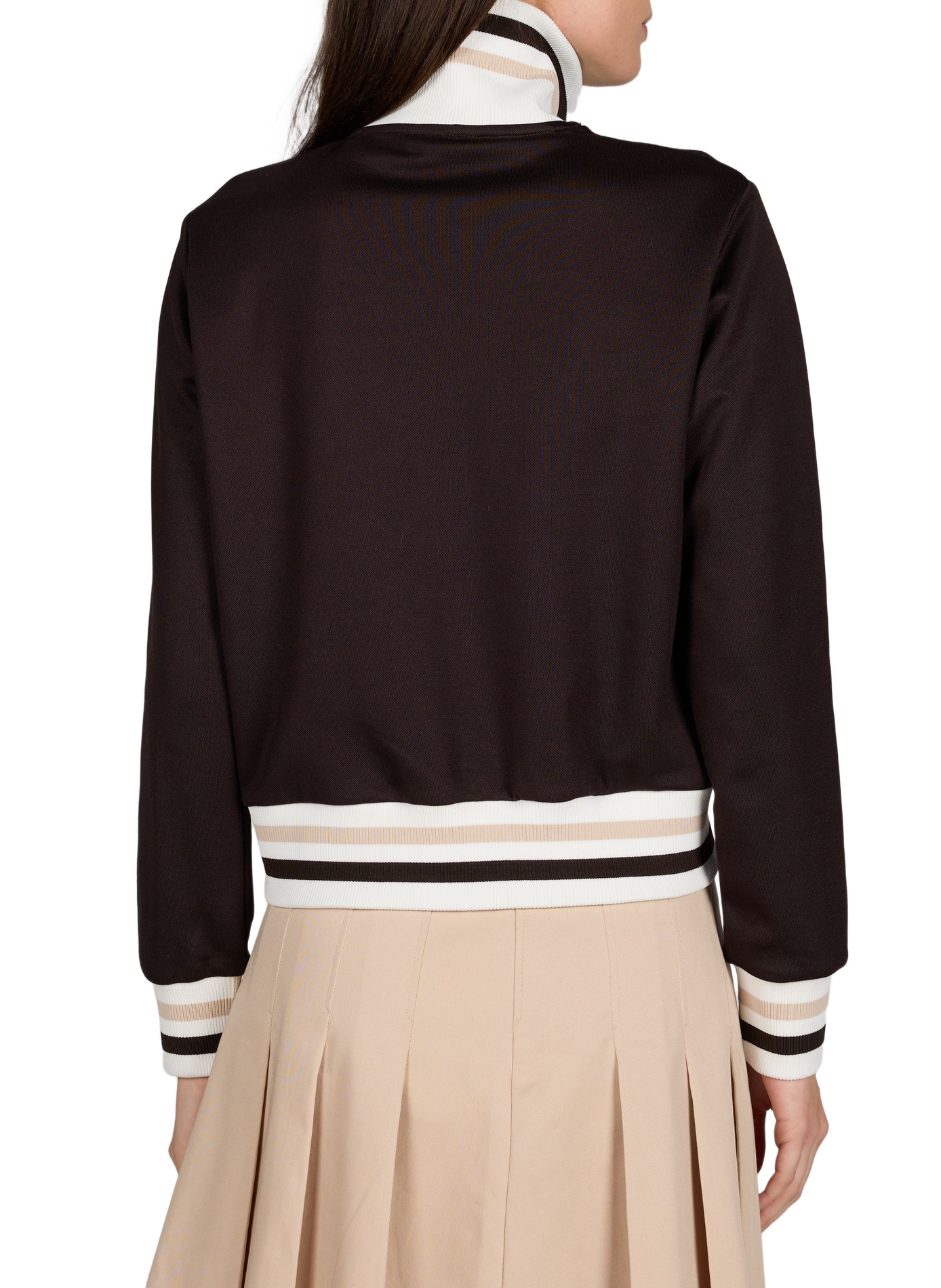 Sweatshirt zippé à détails rayés en coton LACOSTE Marron