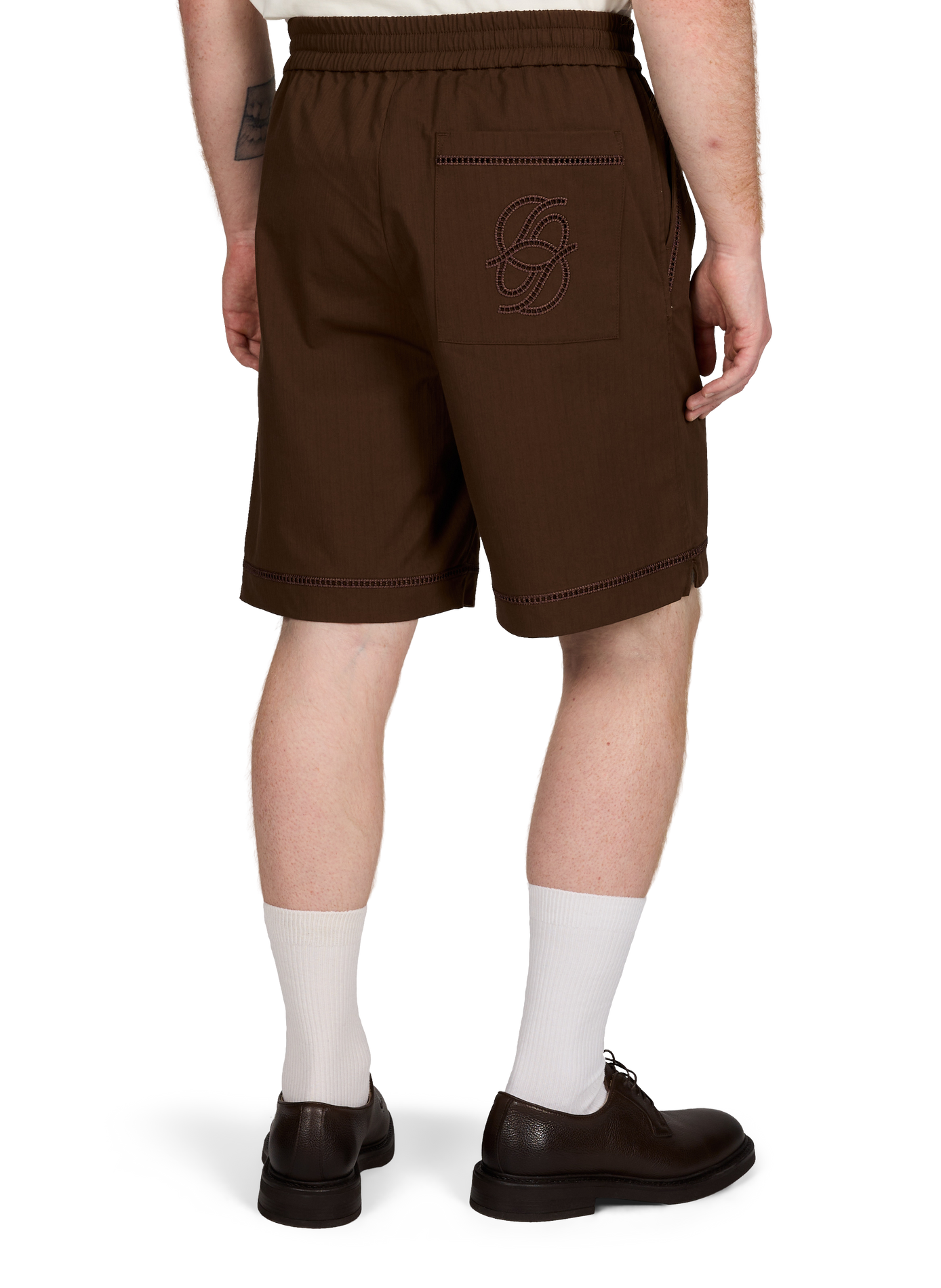 Short detail embroidery in cotton blend DROLE DE MONSIEUR Brown