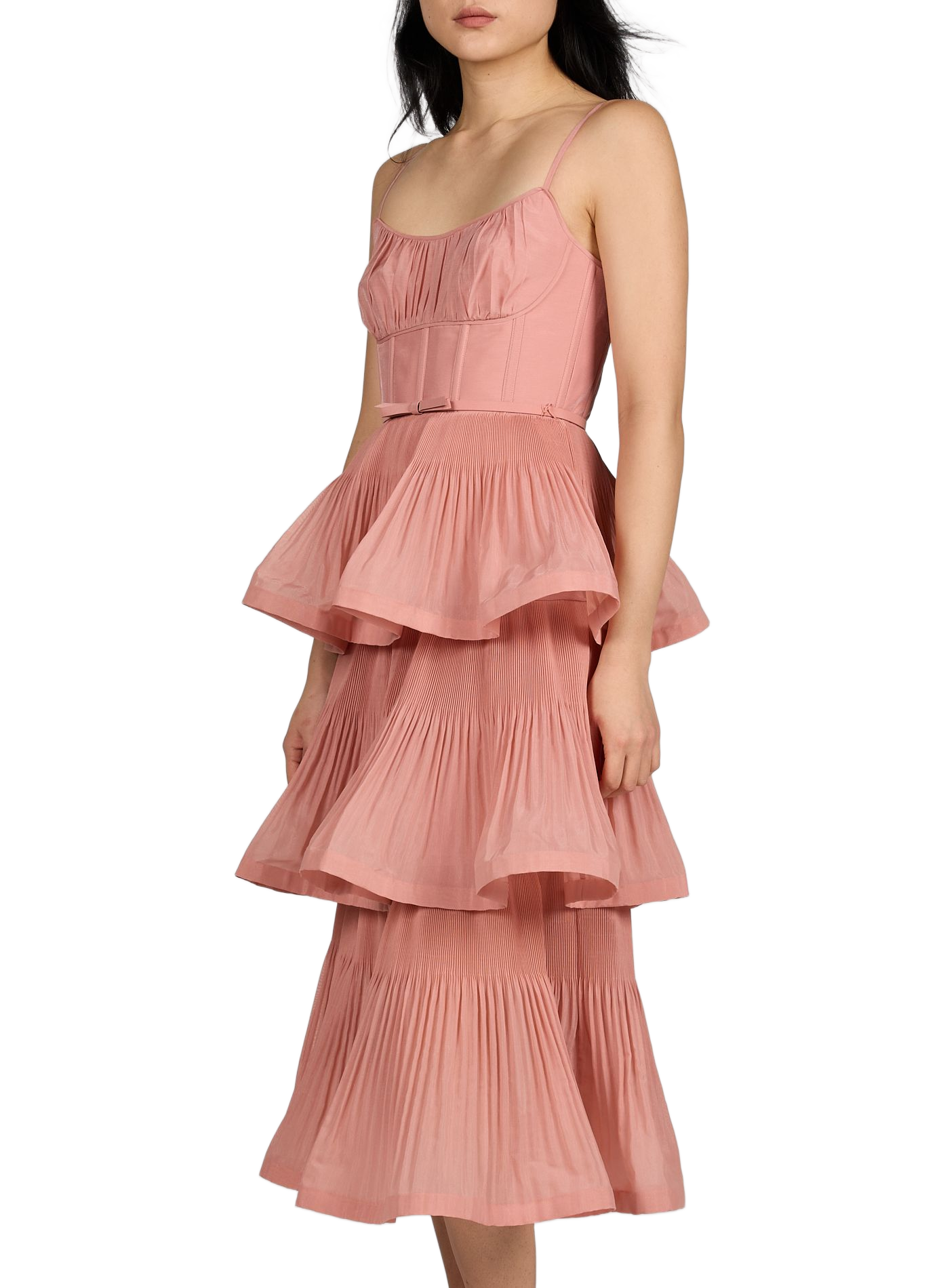 Pleated midi dress with ruffles ZIMMERMANN Pink