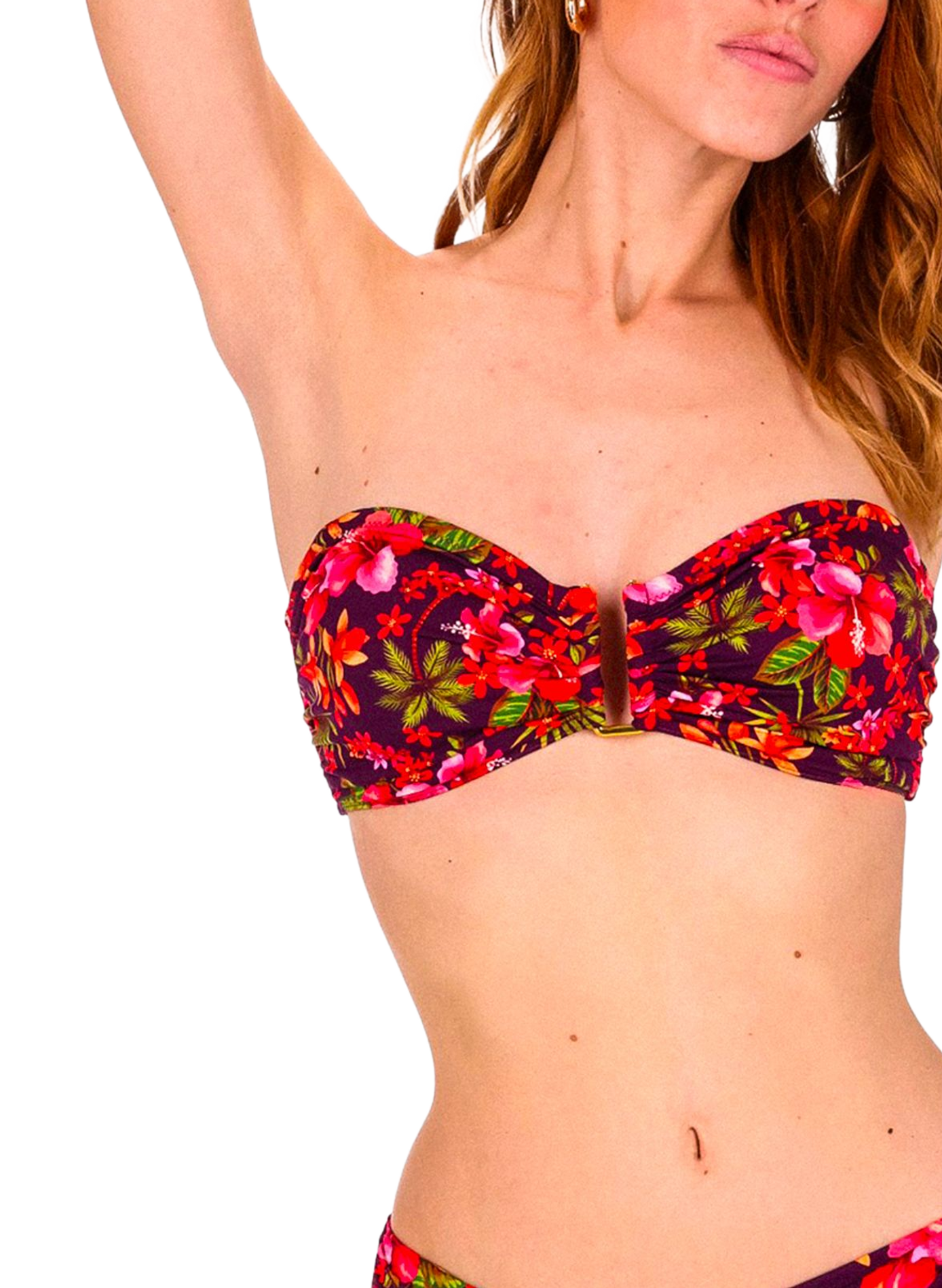 Haut de maillot de bain bandeau à fleurs GRAIN DE SABLE Multicolore