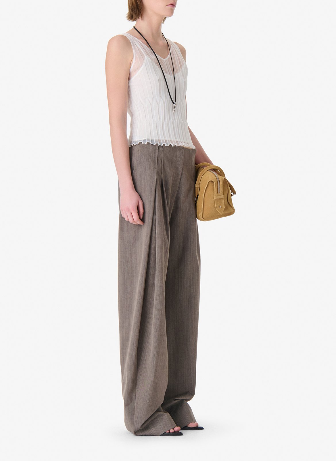 Pantalon large en laine mélangée sauge IRO Marron