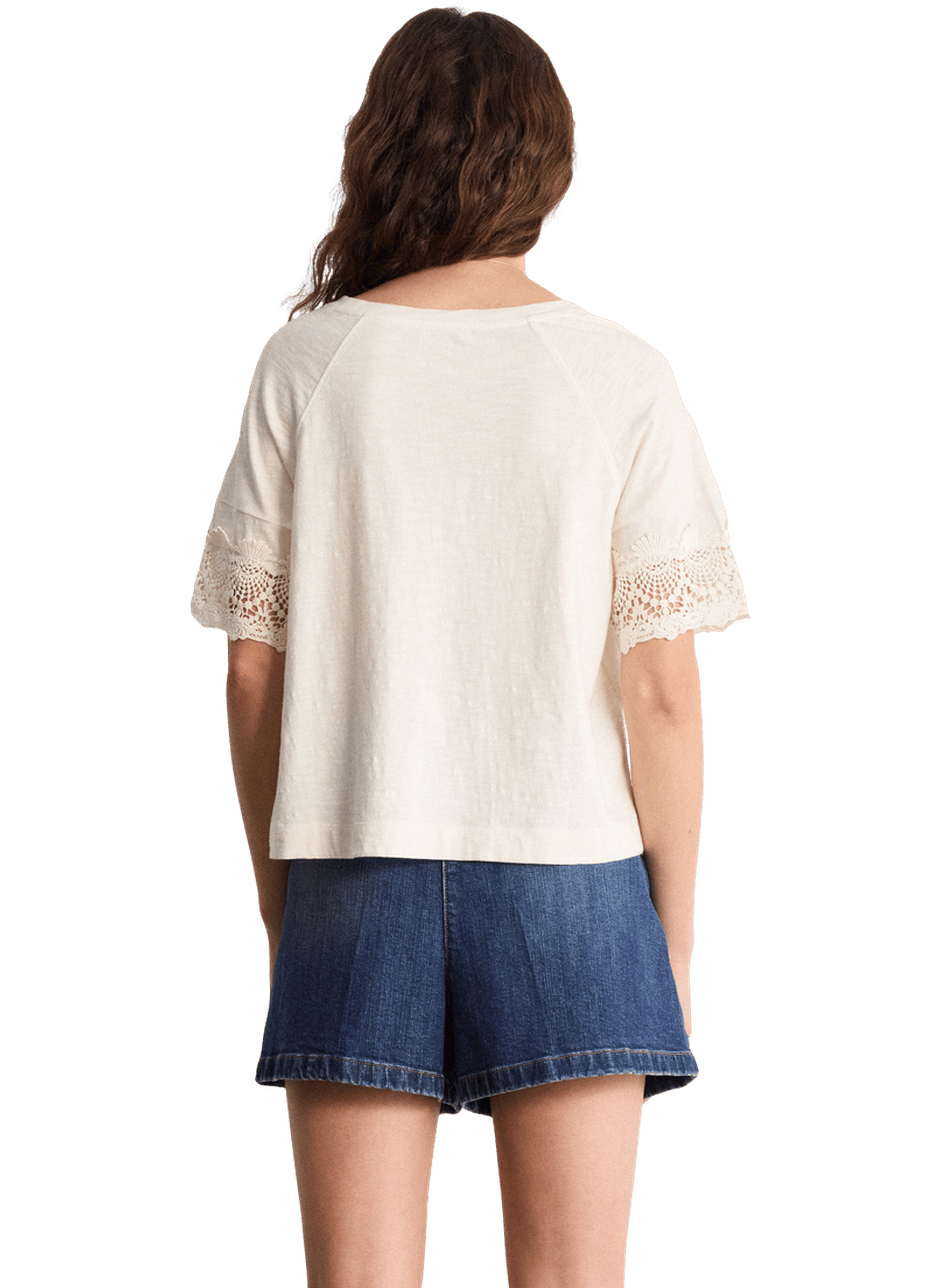 T-shirt en coton aux manches brodées - thana PABLO Blanc