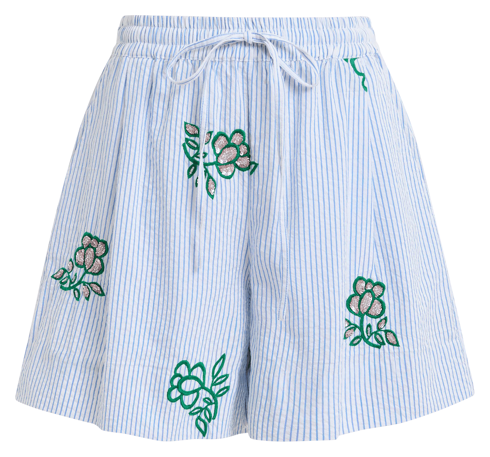 Short à rayures fines et broderies juste ESSENTIEL ANTWERP Blanc