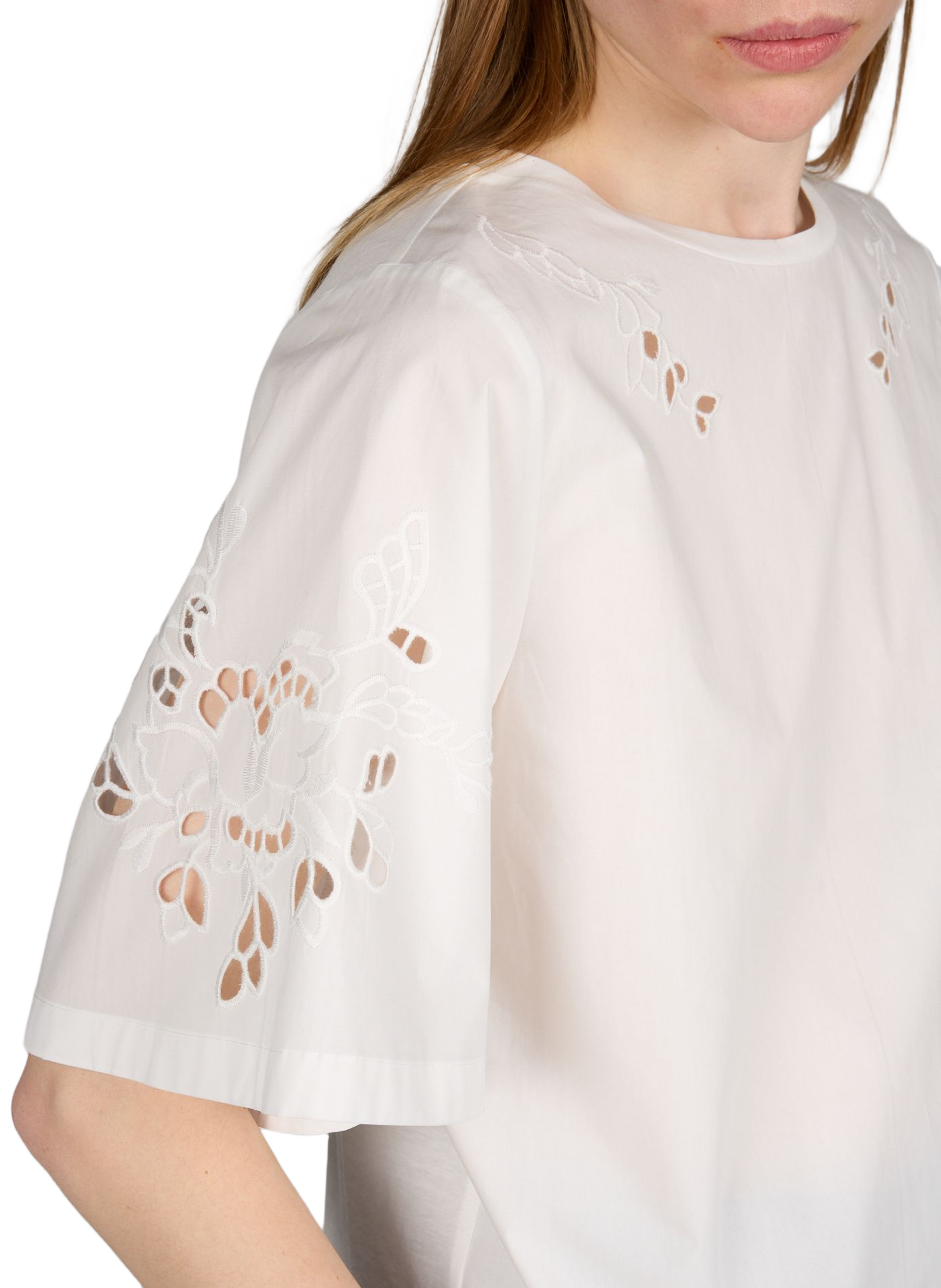 Top copped brodé en coton MAX MARA WEEK END Blanc