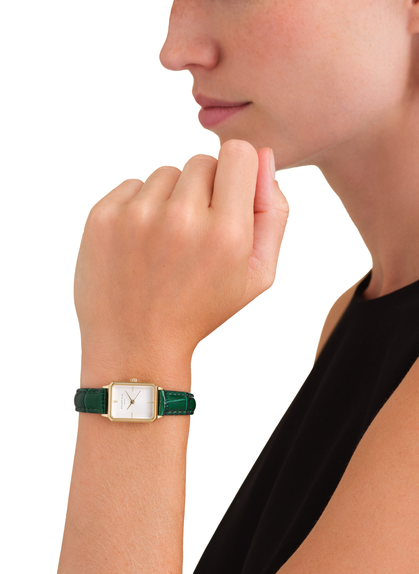 Montre anagogique Octagon Xs en cuir ROSEFIELD Blanc