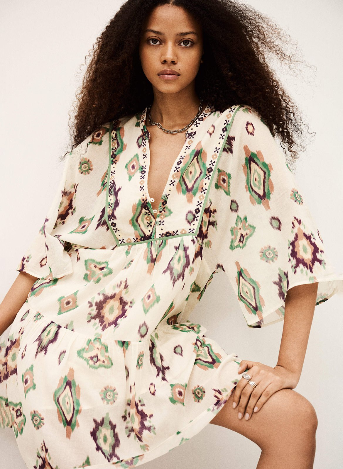 Robe courte col v olalie BA&SH Beige