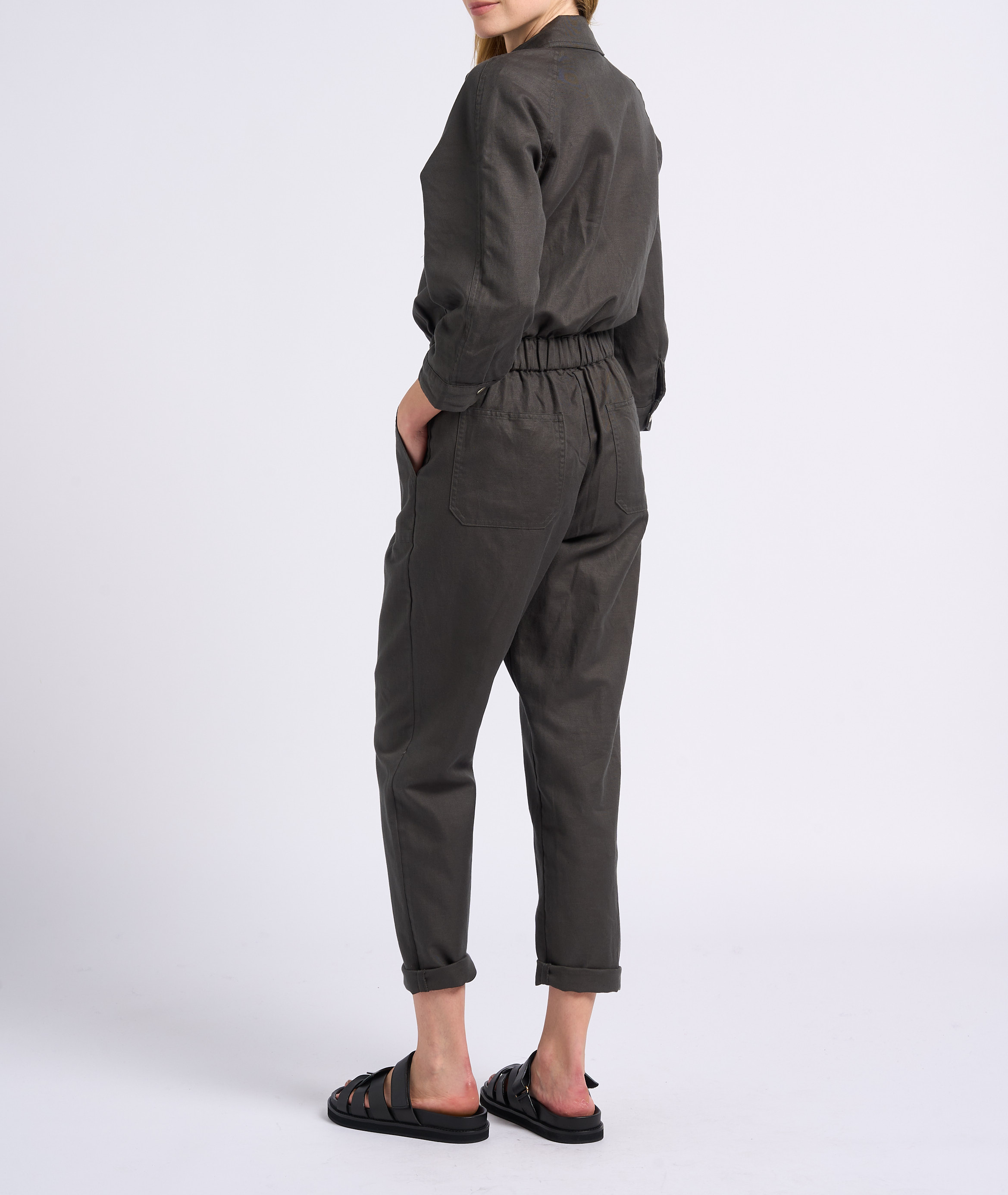 Sandales plates en cuir atlas BOBBIES Noir