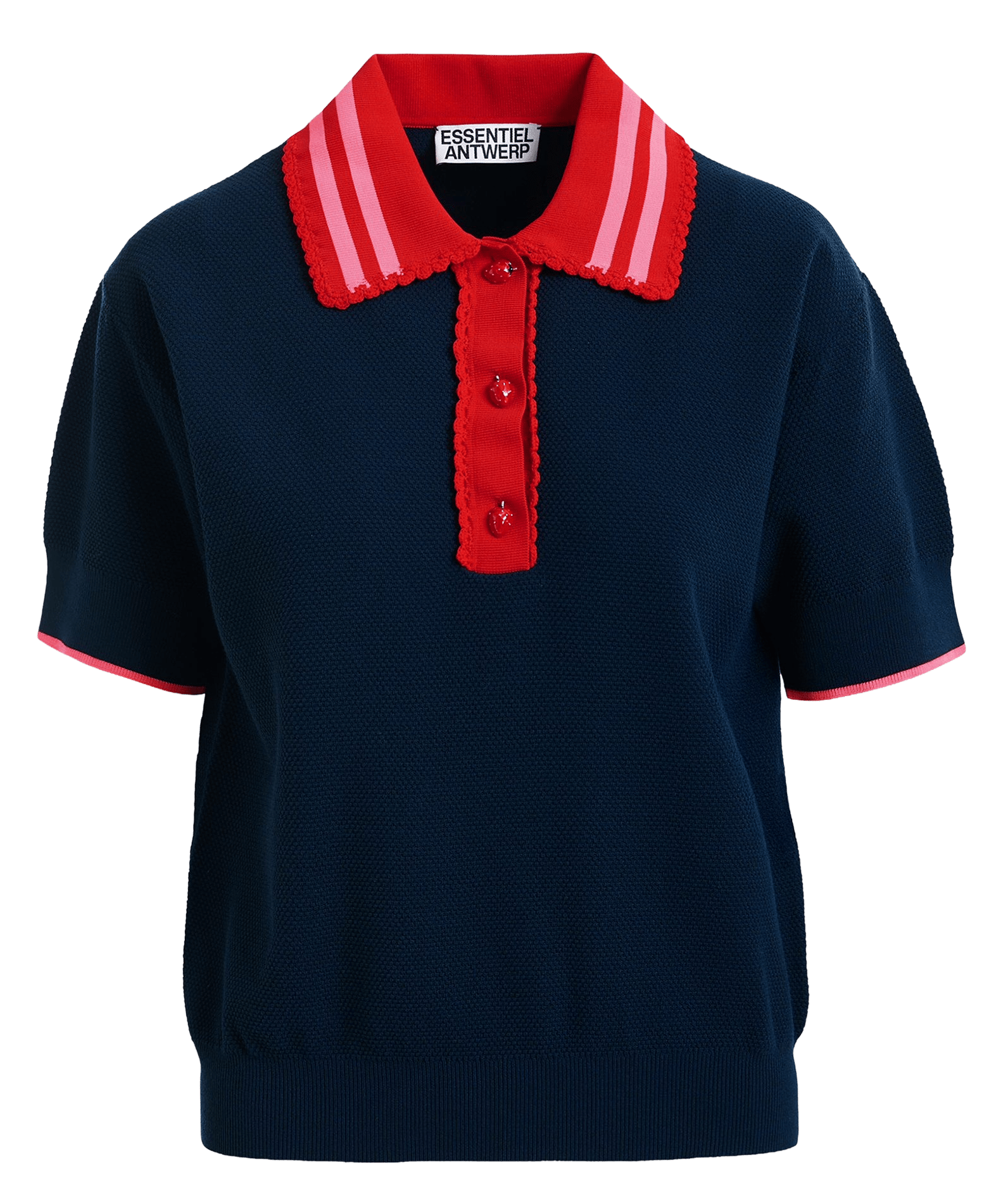 Polo droit en maille kontrast ESSENTIEL ANTWERP Bleu