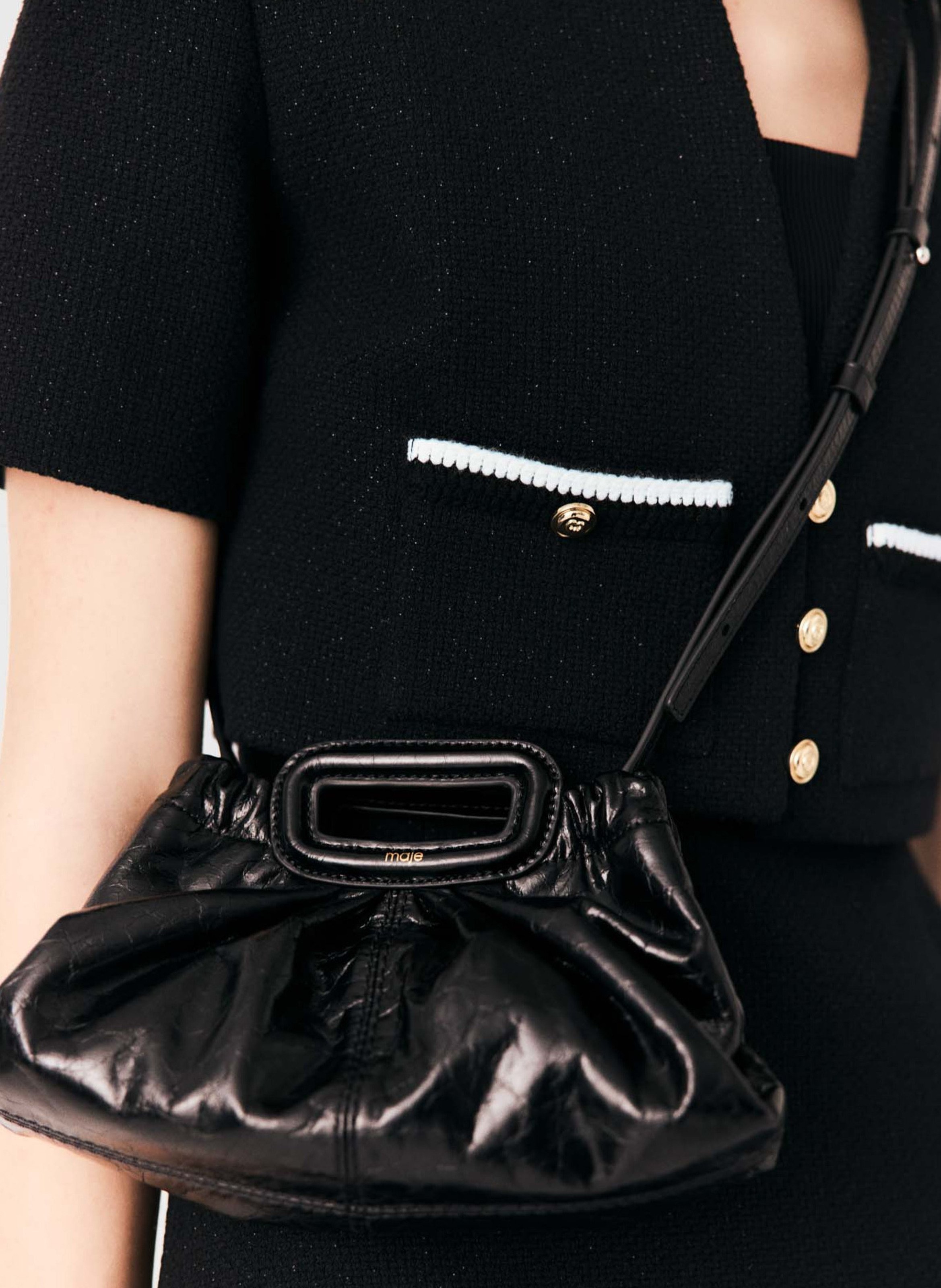 Pochette en cuir craquelé | Noir MAJE Femme