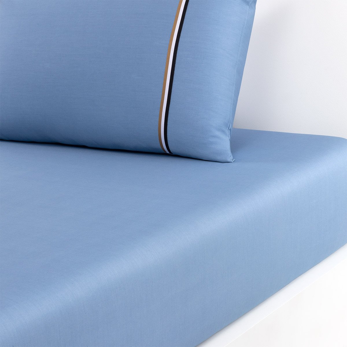 Drap housse en satin de coton, b linea BOSS HOME Bleu
