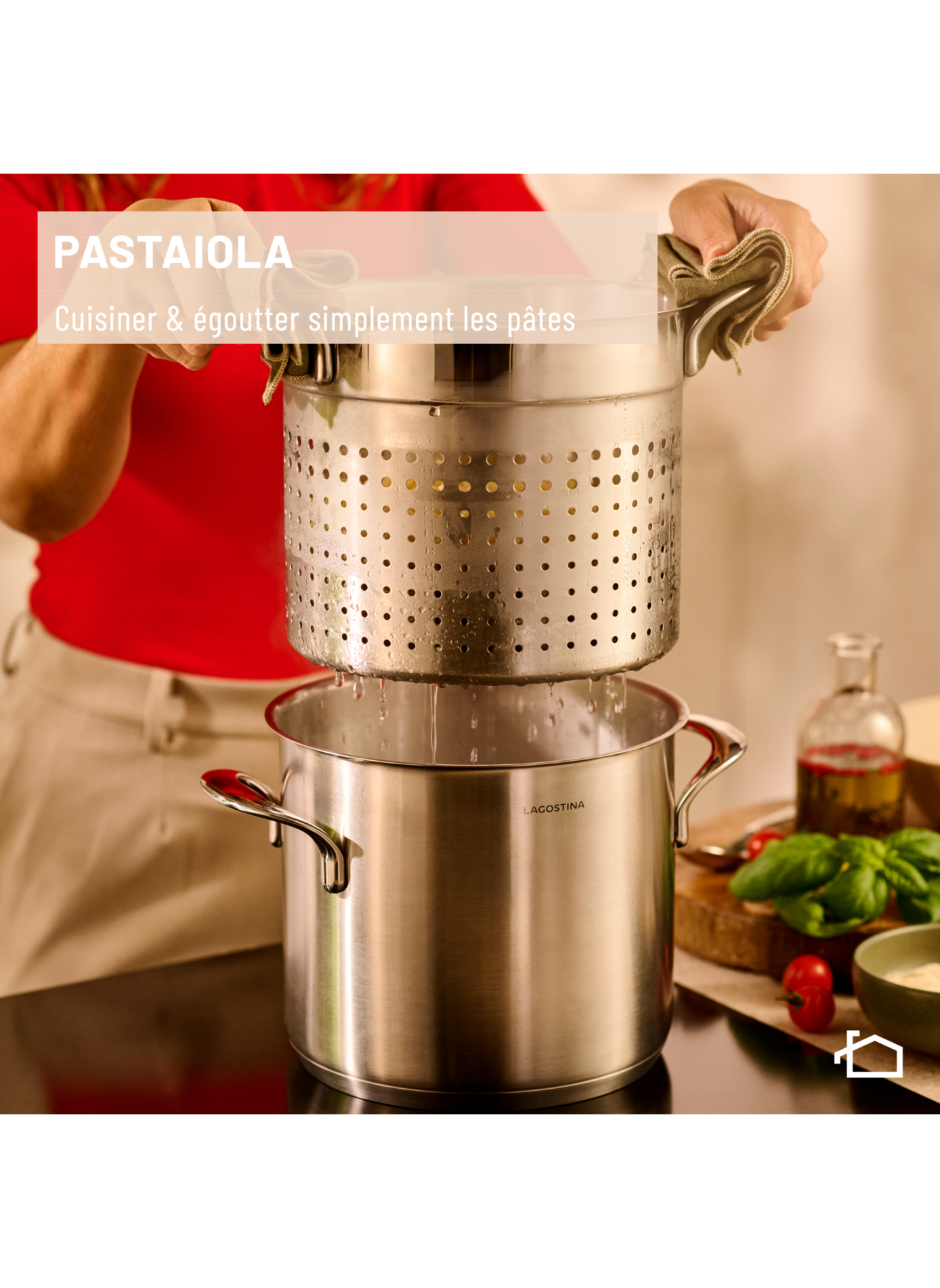 Edelstahl-Pastatopf Pastaiola Emozione LAGOSTINA Silber