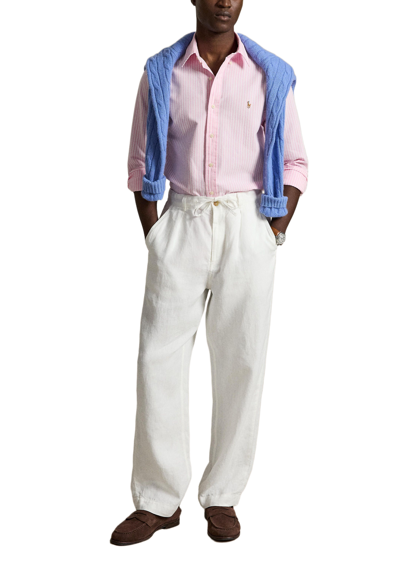 Straight striped cotton shirt POLO RALPH LAUREN Pink