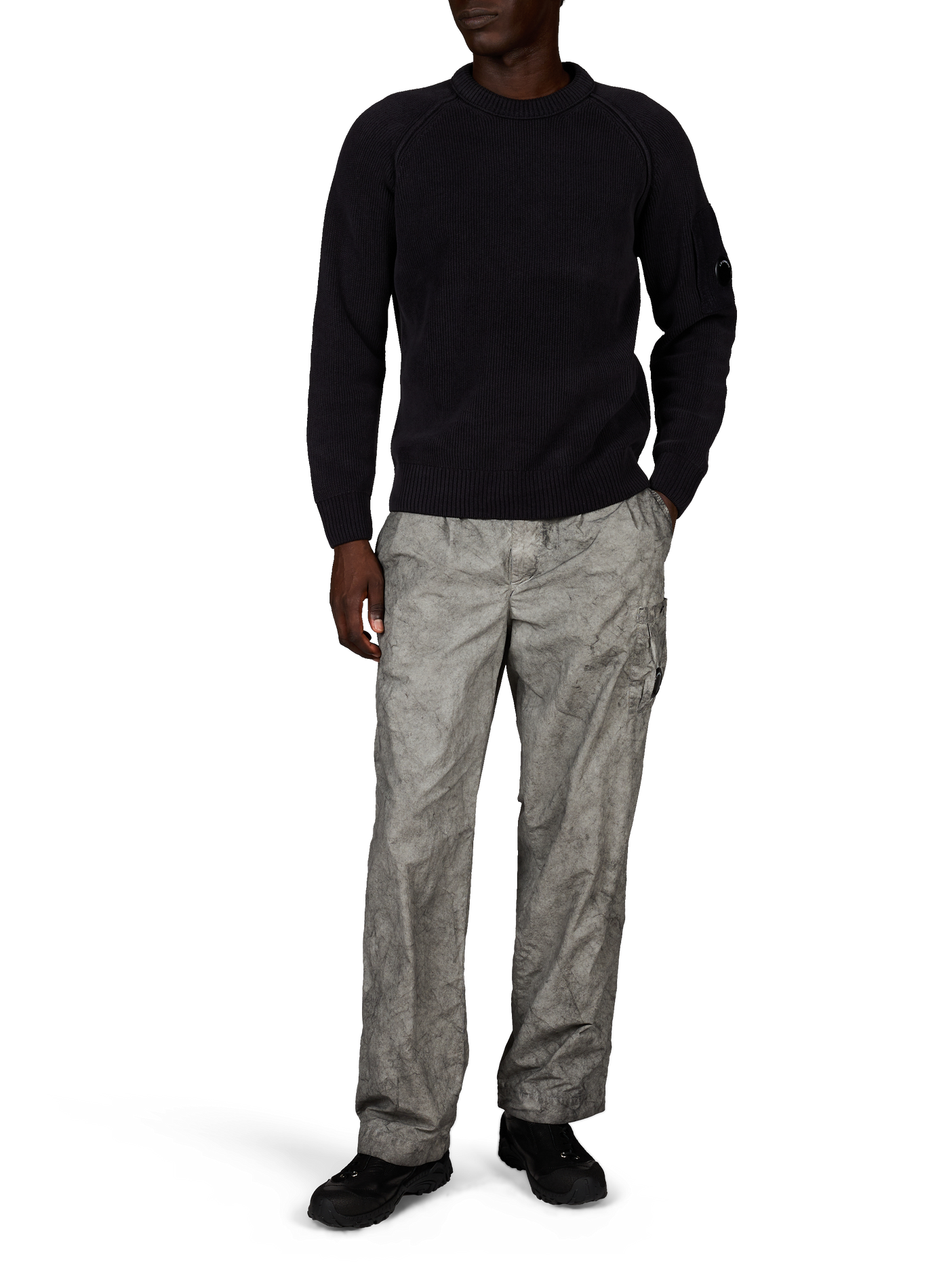 Gerippter Pullover mit charakteristischem Baumwolllogo CP COMPANY Blau