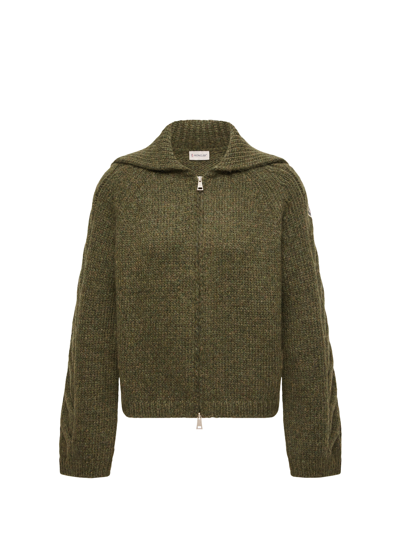 Cardigan ample zippé en laine mélangée MONCLER Vert