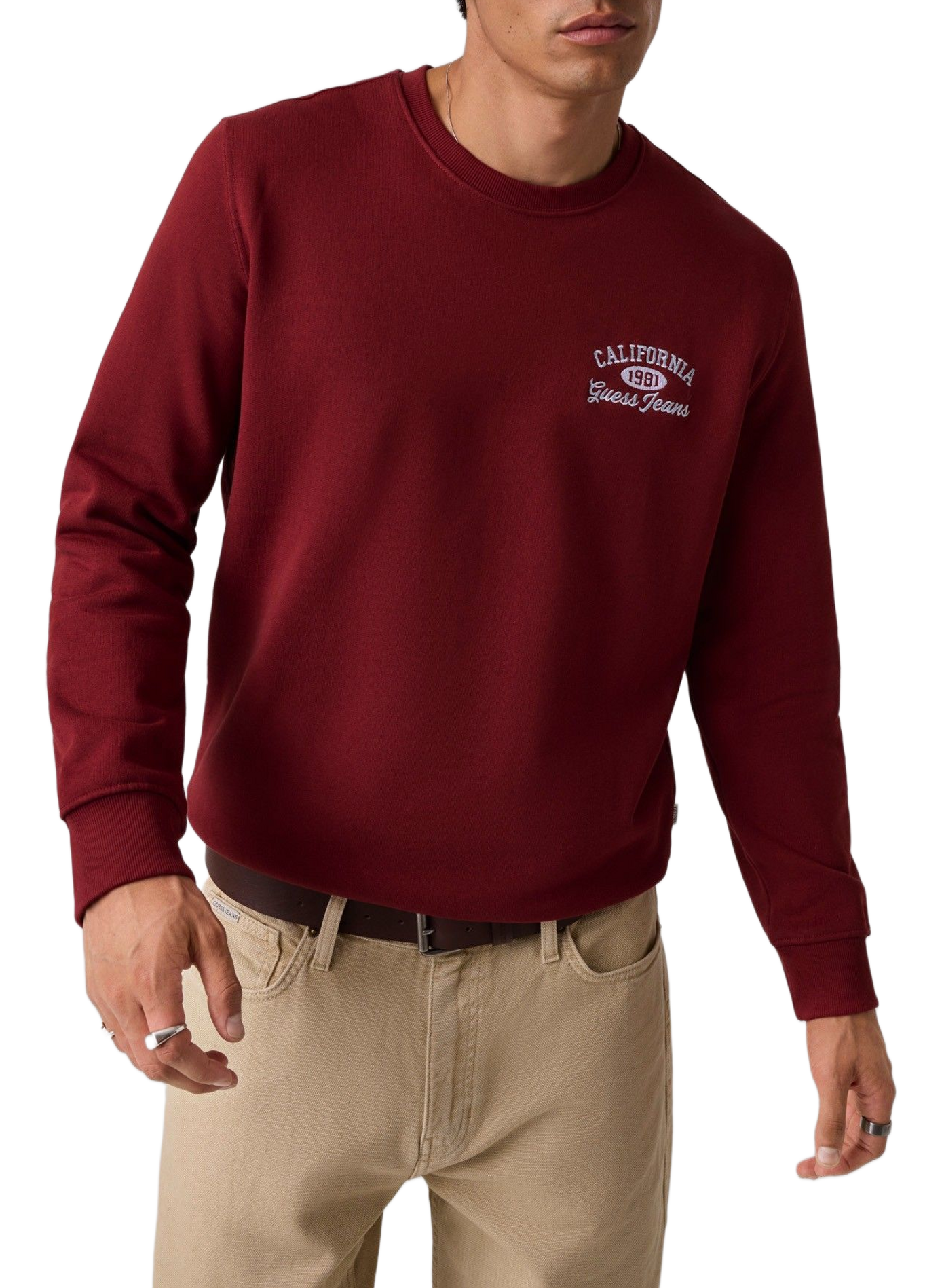 Round neck cotton sweatshirt GUESS Red