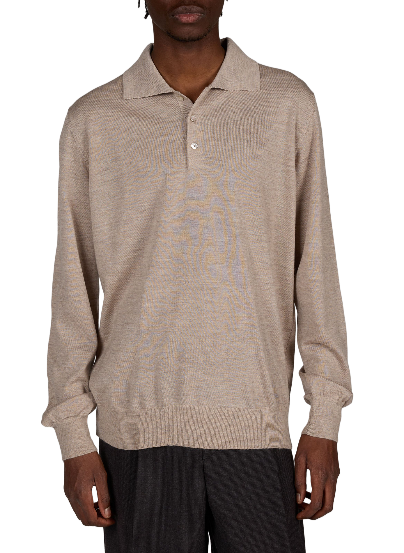 Polo manches longues en laine ETON Beige