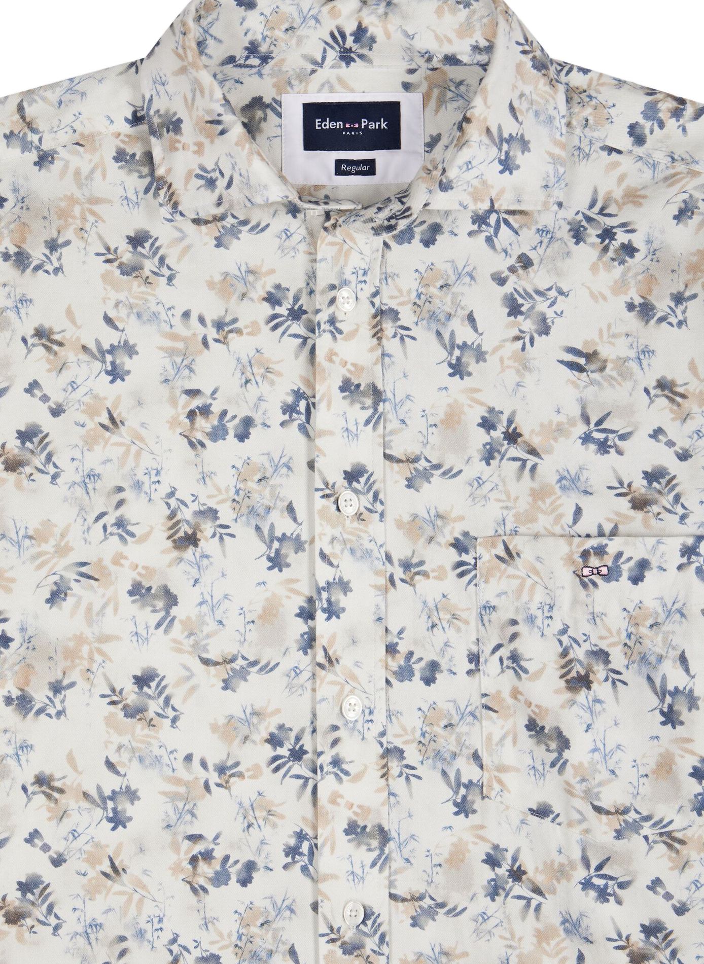 Chemise droite à motif fleuri en coton EDEN PARK Beige