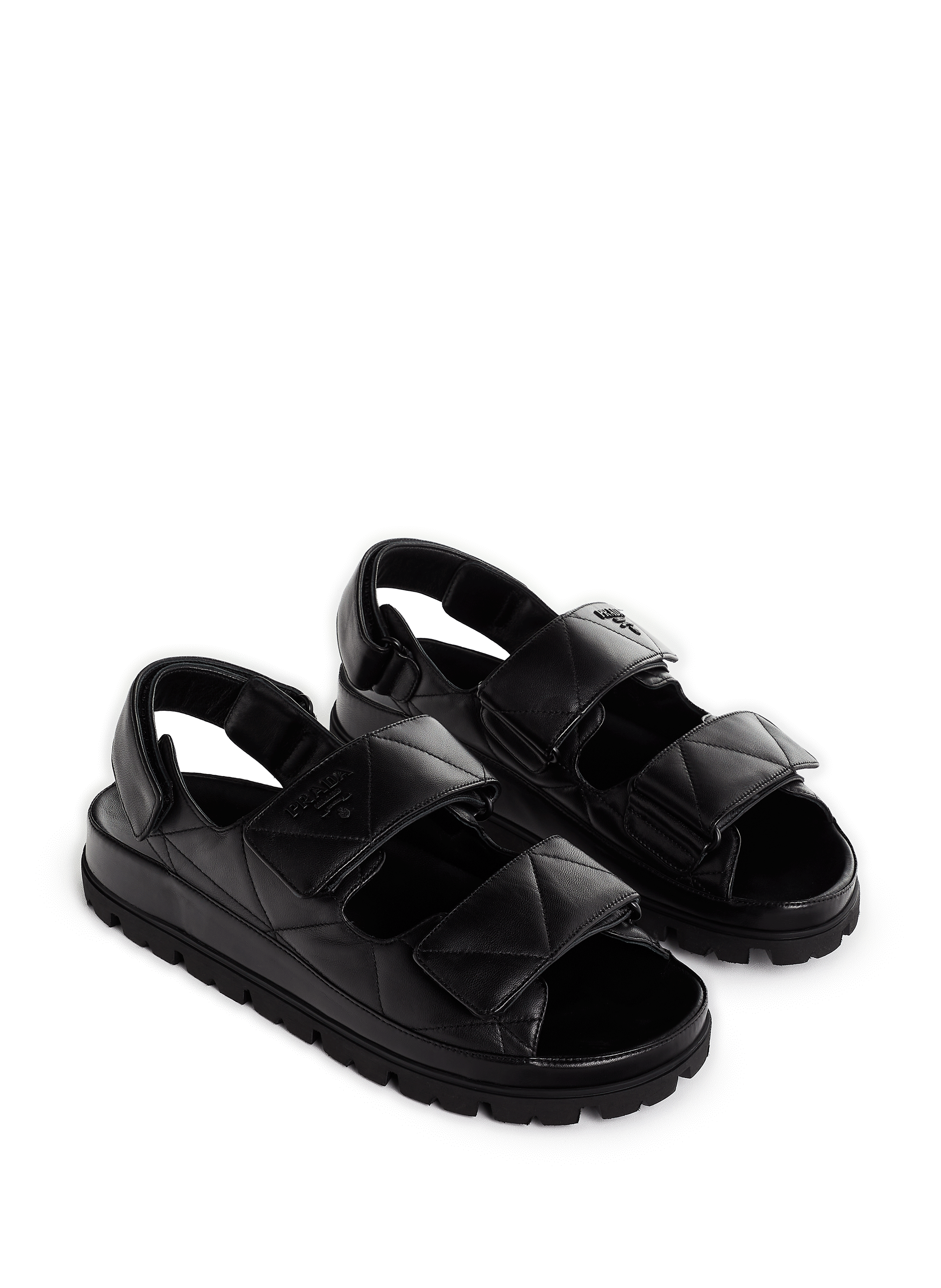 Quilted leather sandals PRADA Black