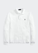 Polo slim à manches longues en maille piqué de coton  White