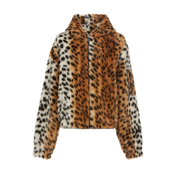 Veste en fausse fourrure léopard