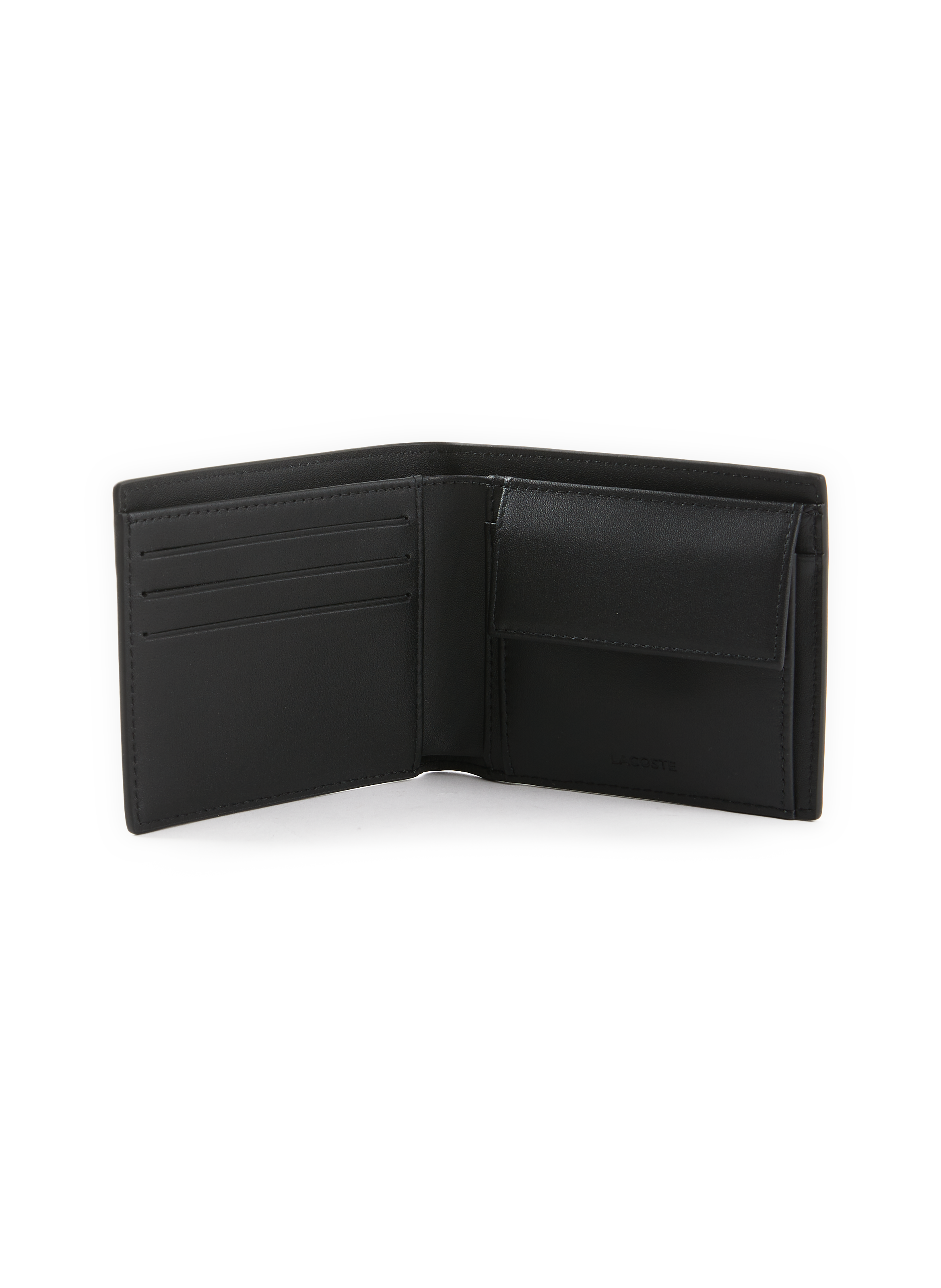 Set portefeuille et porte-cartes en cuir LACOSTE Noir