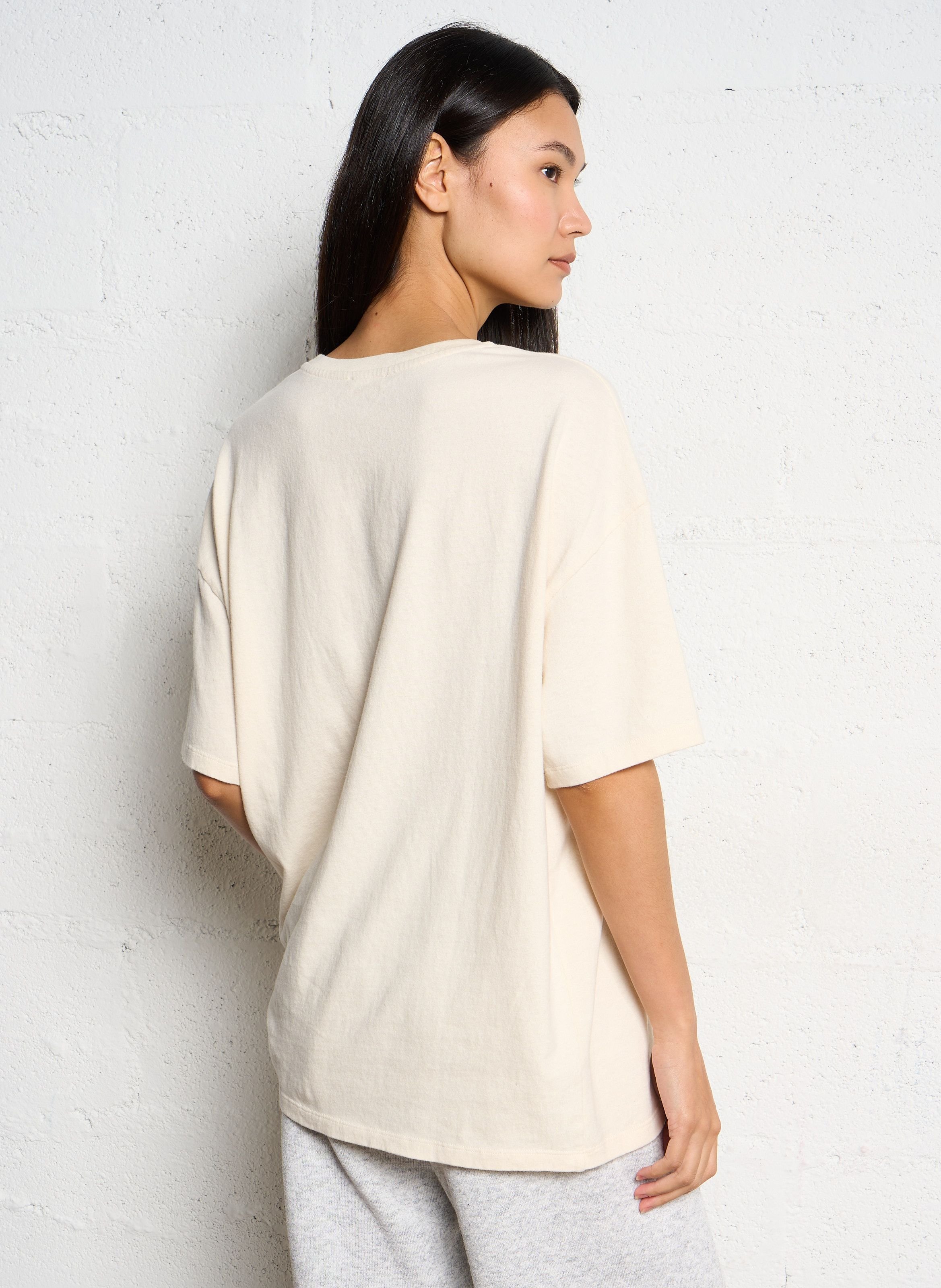 Tee-shirt droit col rond sérigraphié en coton ykobow AMERICAN VINTAGE Beige