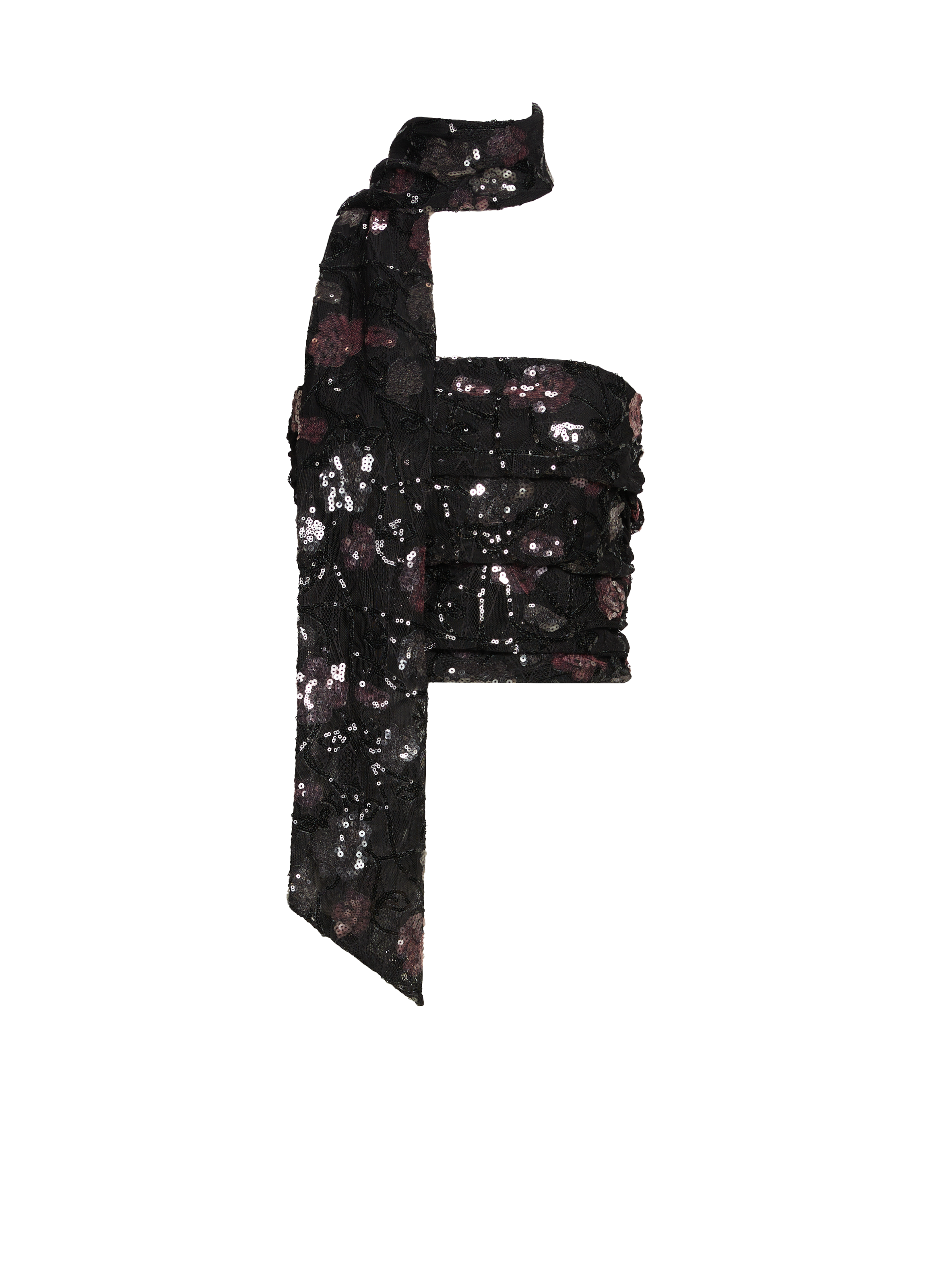 Top bustier en dentelle et paillettes ROTATE Noir