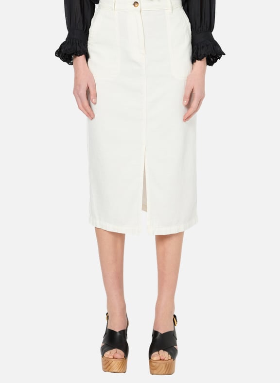 Jupe droite en coton et lin - victoria Blanc by GERARD DAREL GERARD DAREL Jupe droite en coton et lin - victoria Blanc