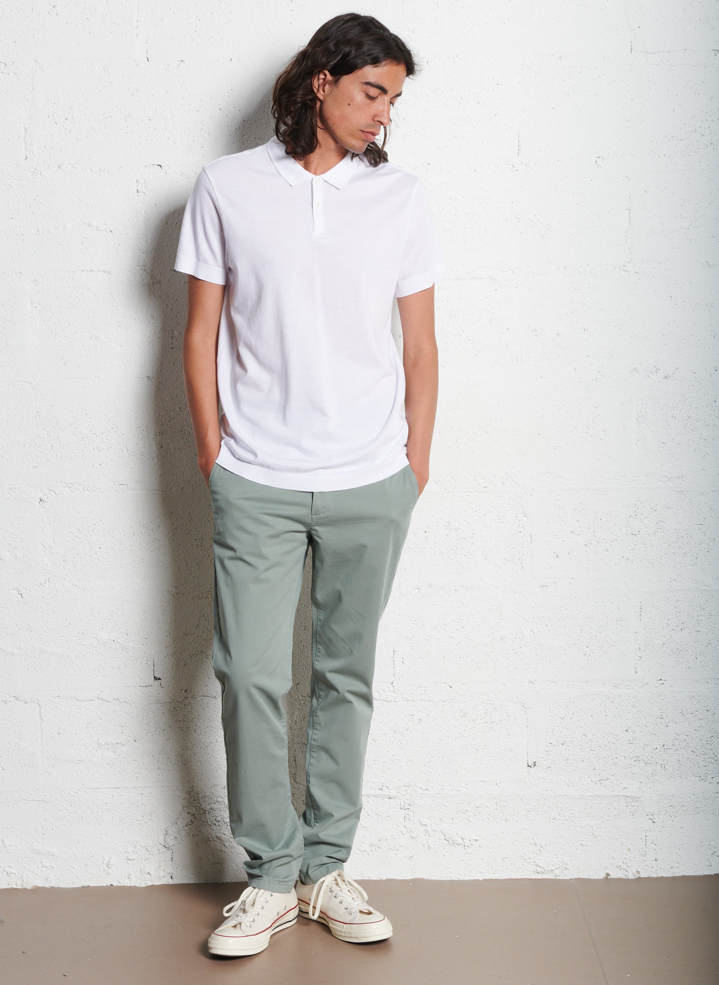 Polo regular-fit en coton mélangé Blanc