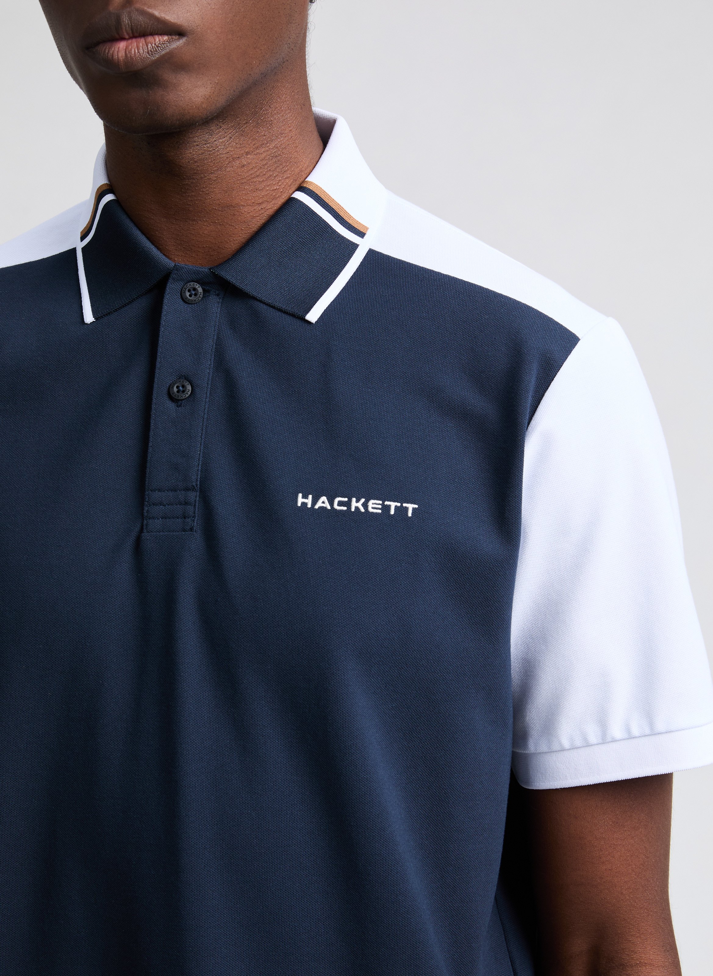 Polo en coton mélangé HACKETT Bleu