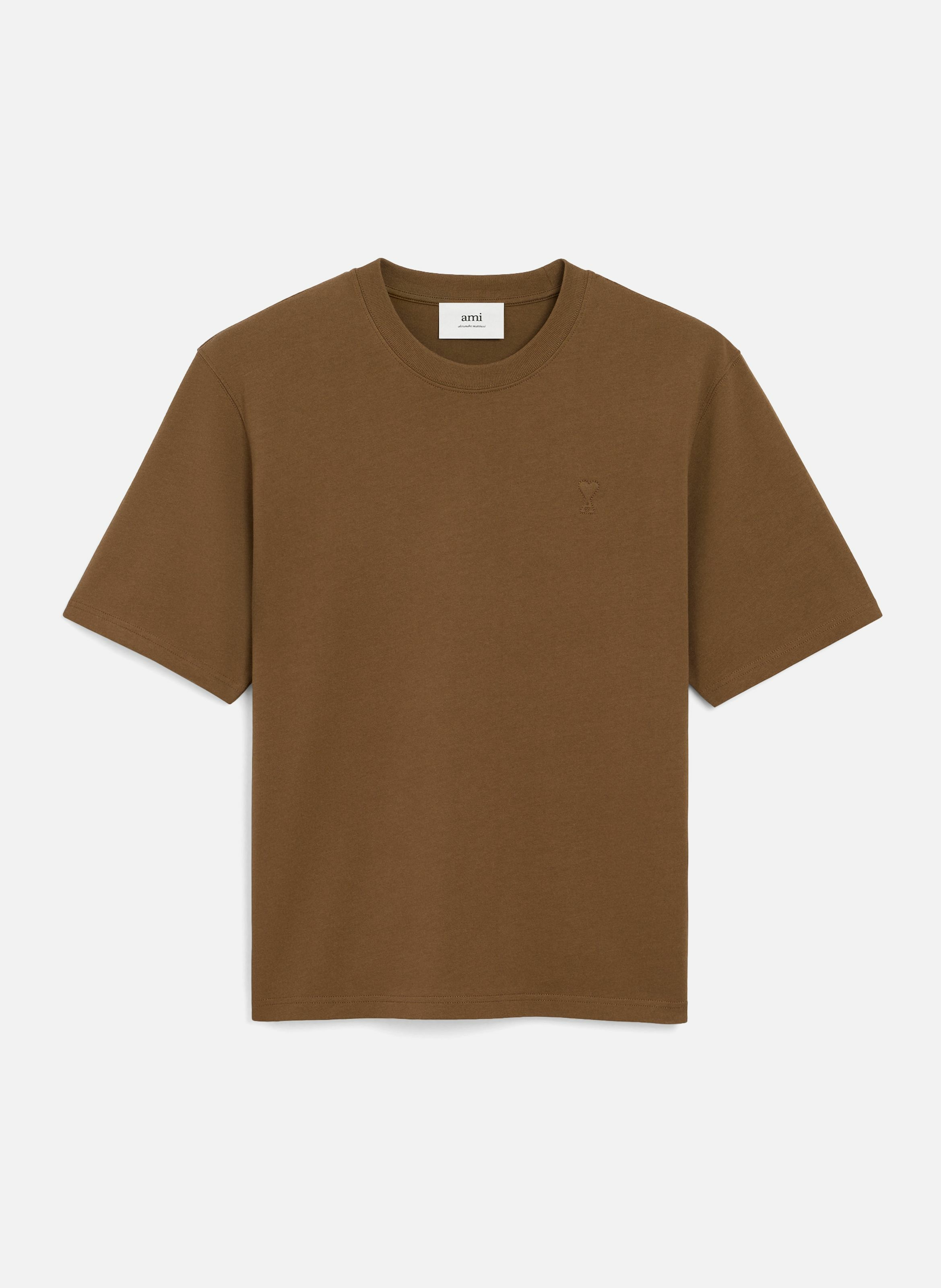 T-shirt ami de coeur embossé unisexe en coton AMI PARIS Marron