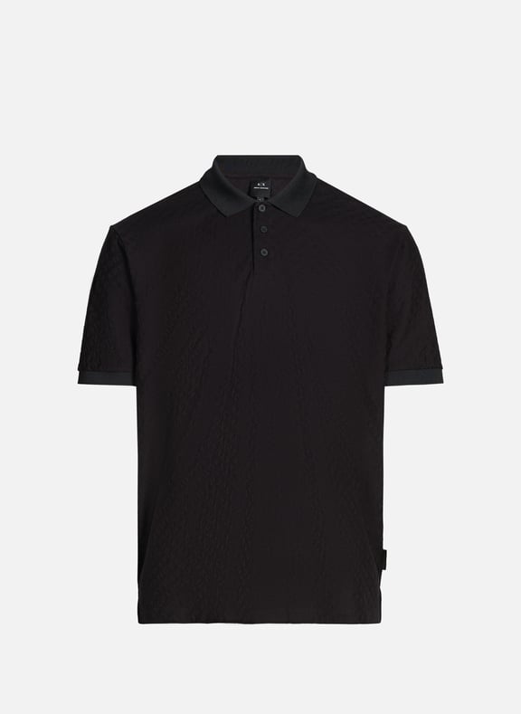 Short-sleeved jacquard cotton polo Black by ARMANI EXCHANGE ARMANI EXCHANGE Short-sleeved jacquard cotton polo Black