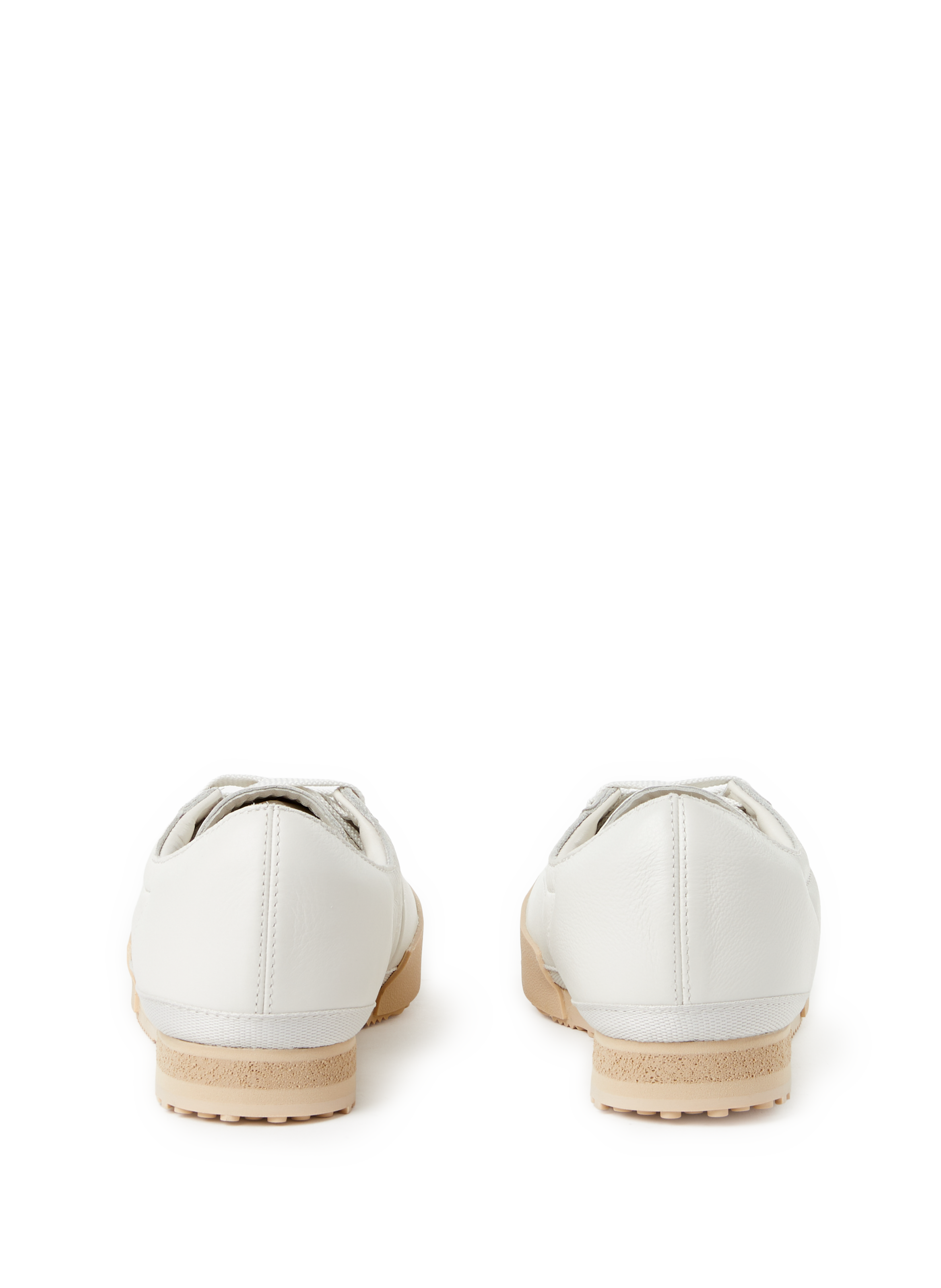 Plain leather mixed sneakers LACOSTE Beige